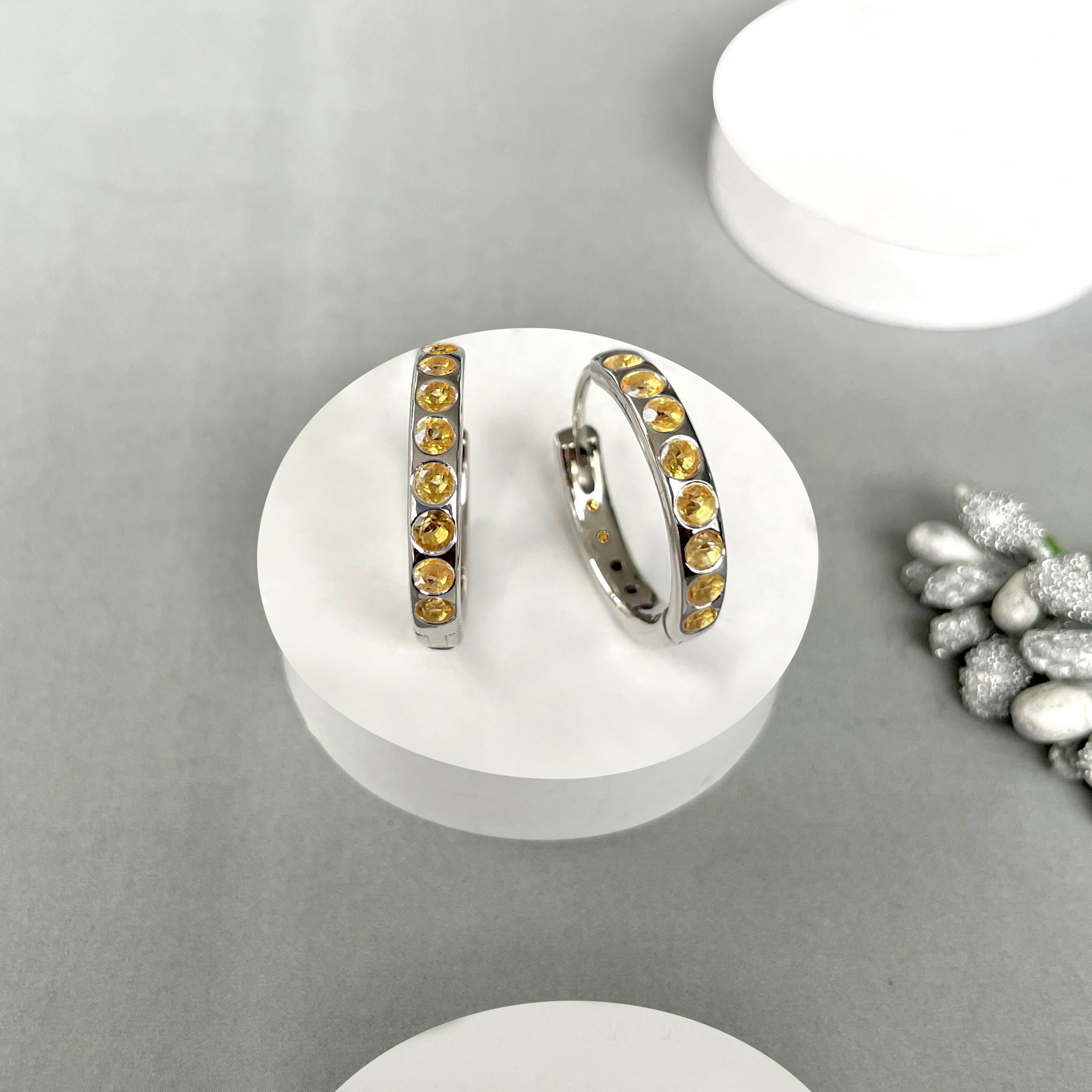 Citrine Hoop Earring-(CIT-SE-1277.)