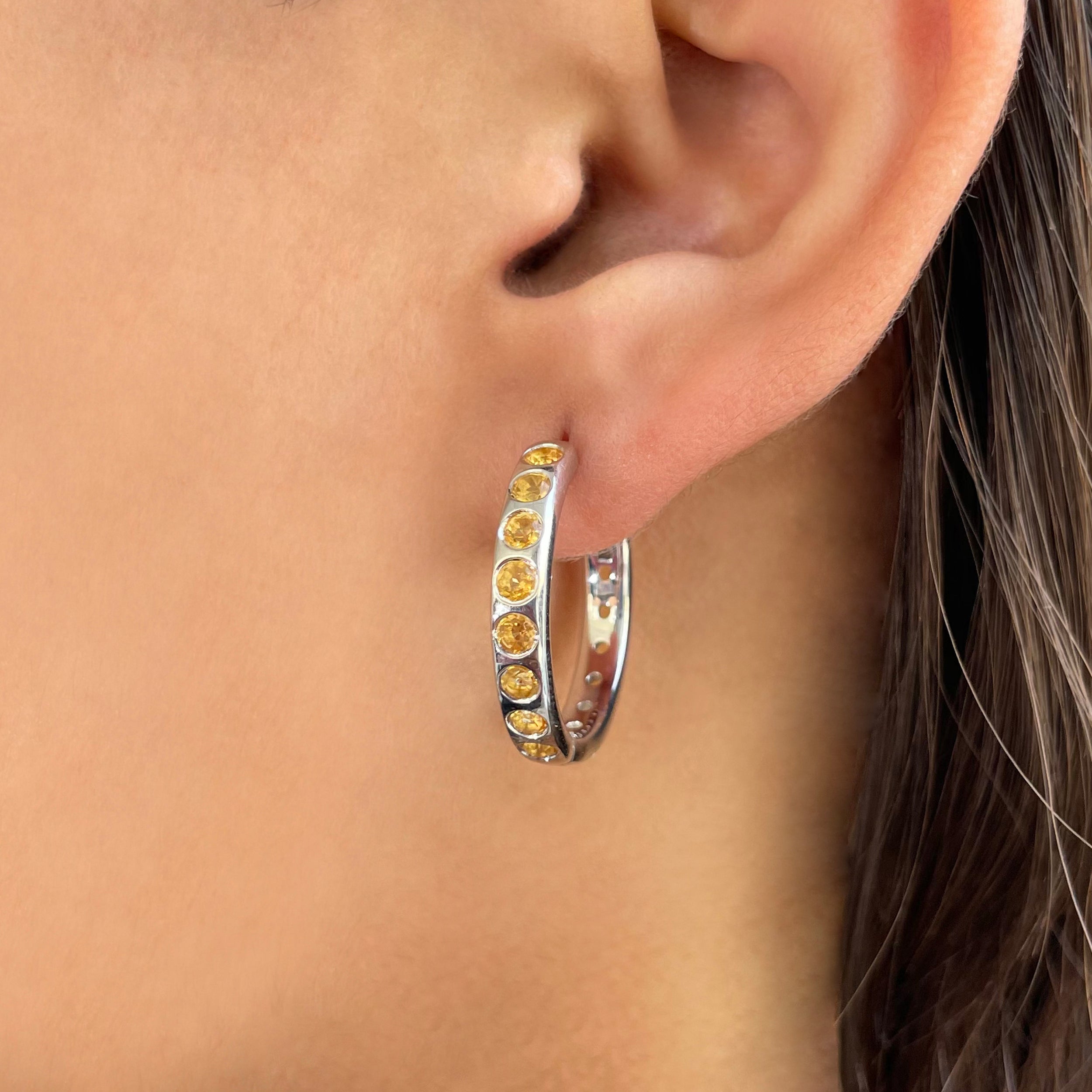 Citrine Hoop Earring-(CIT-SE-1277.)
