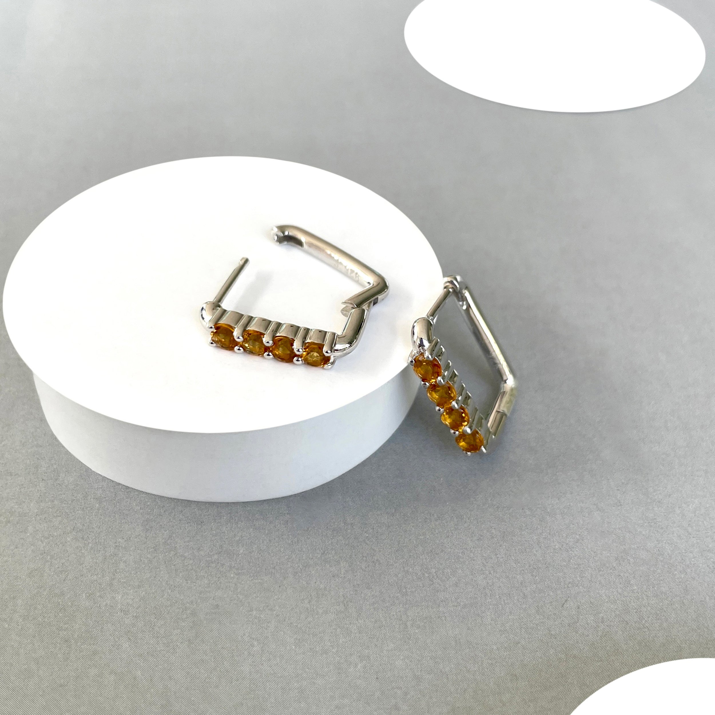 Citrine Hoop Earring-(CIT-SE-1281.)