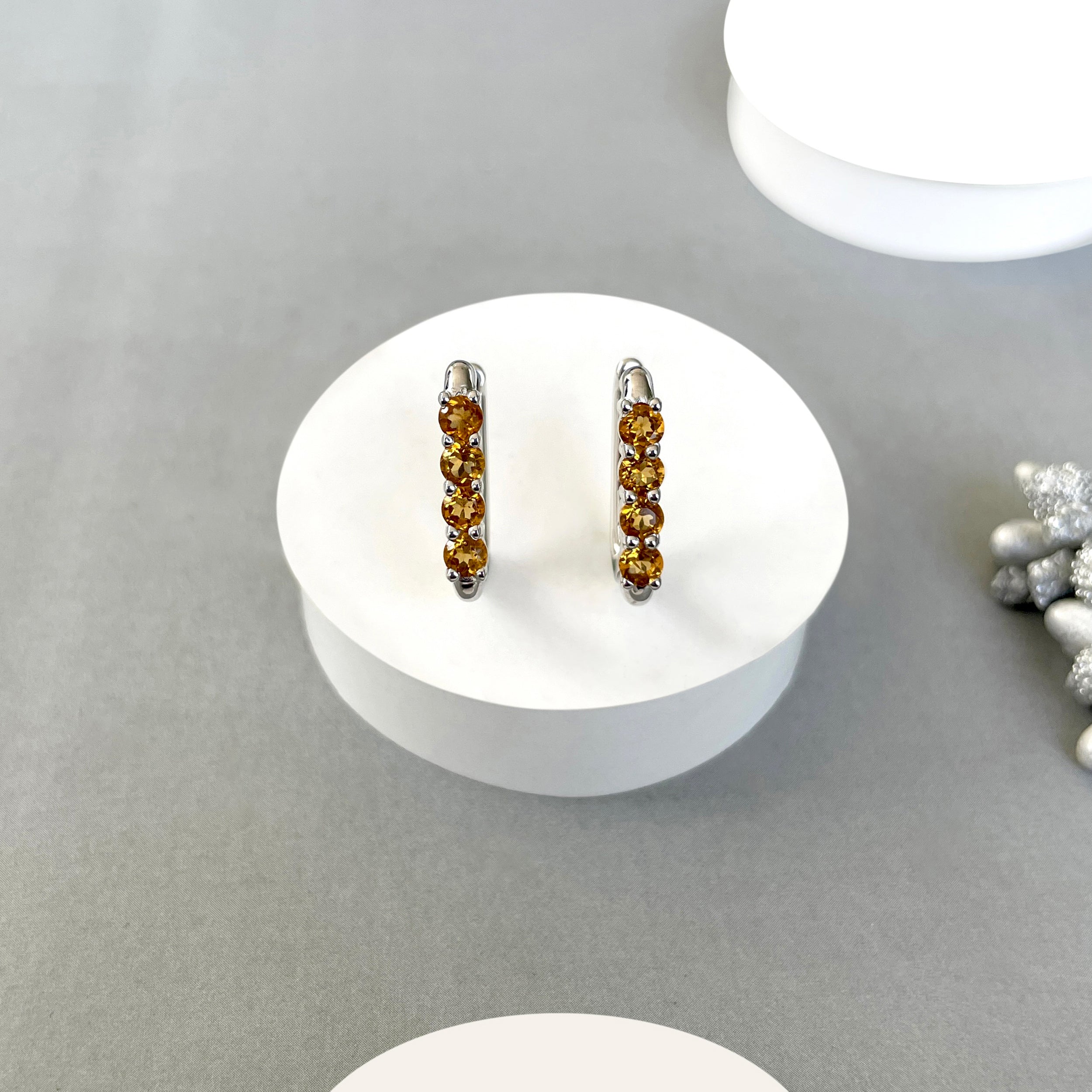 Citrine Hoop Earring-(CIT-SE-1281.)