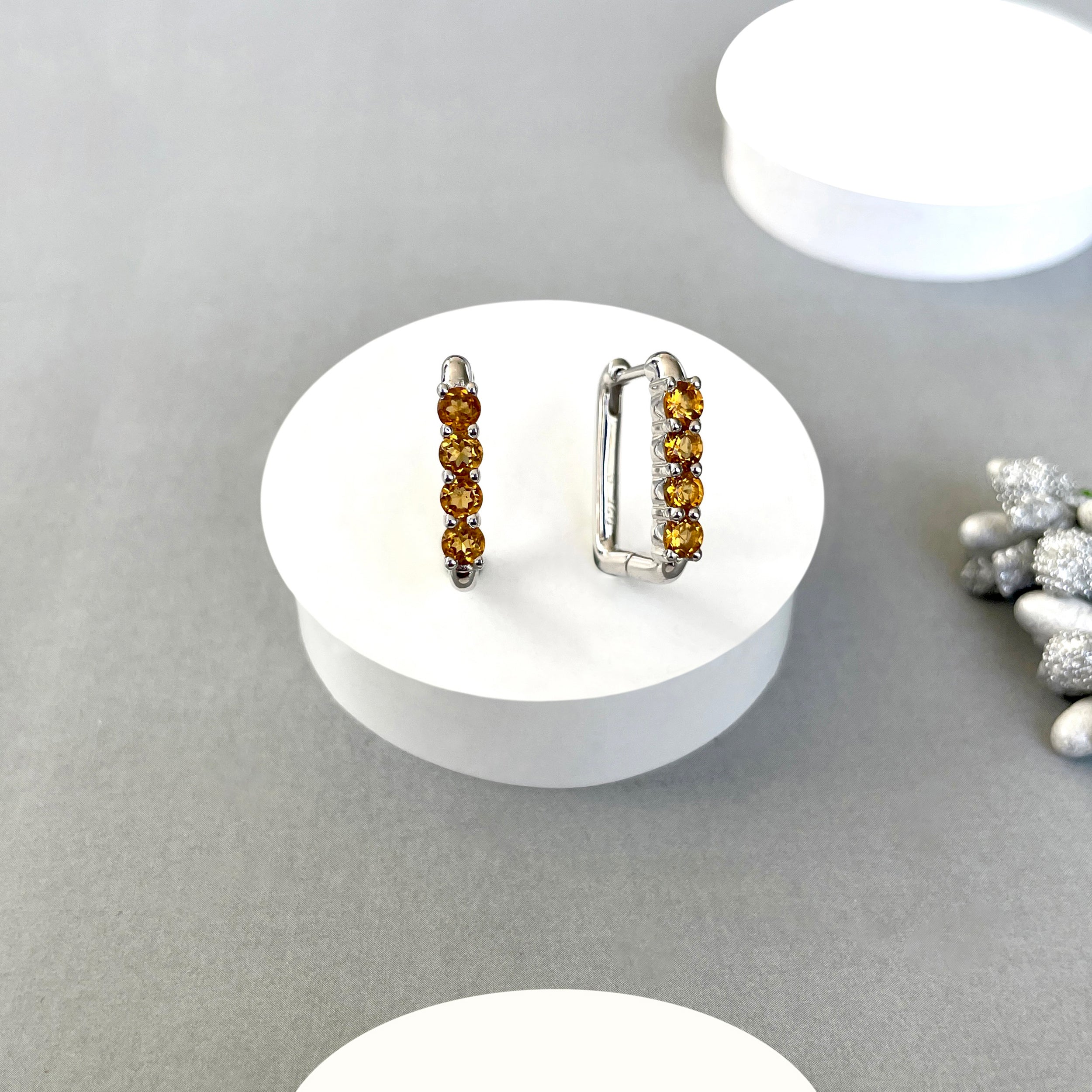 Citrine Hoop Earring-(CIT-SE-1281.)