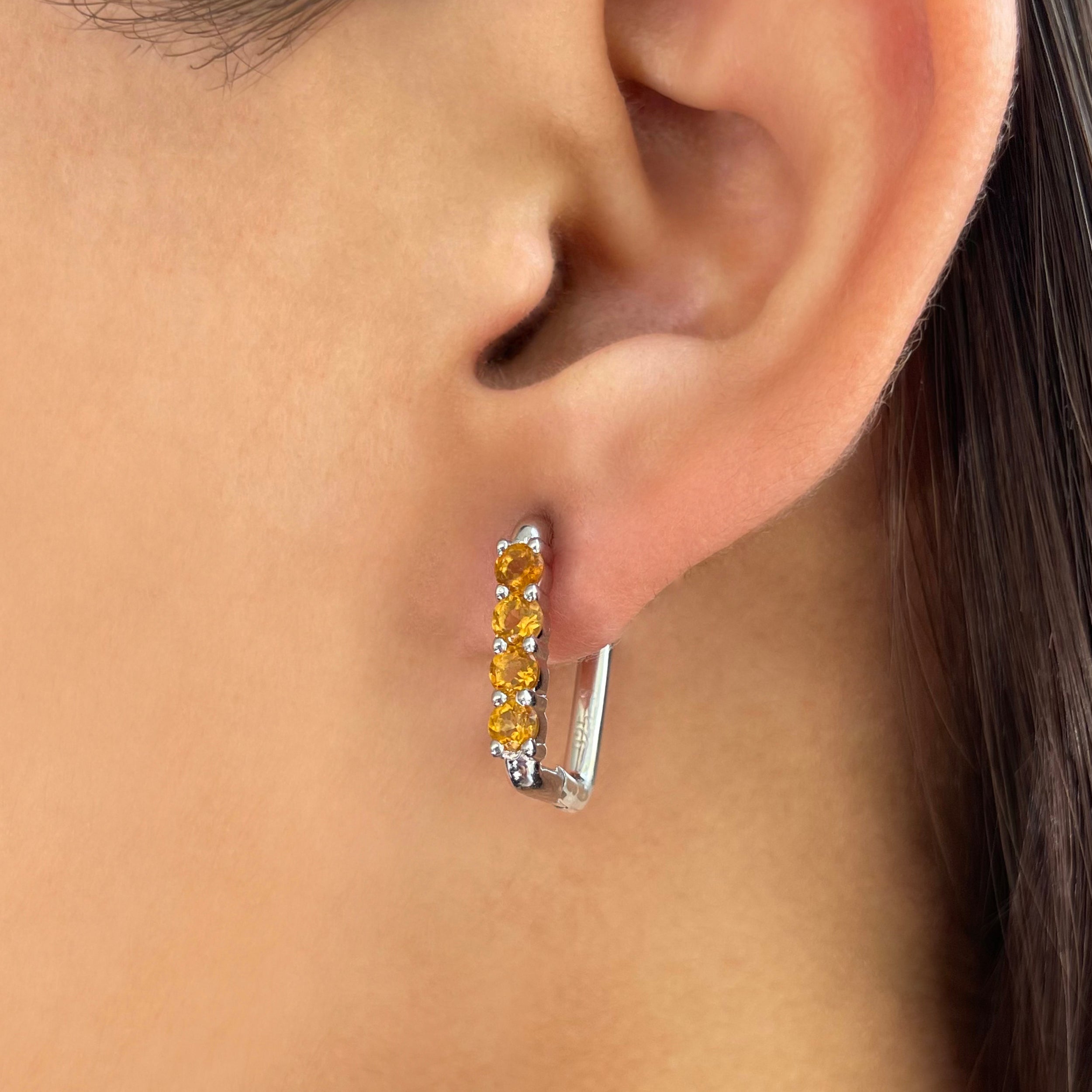 Citrine Hoop Earring-(CIT-SE-1281.)