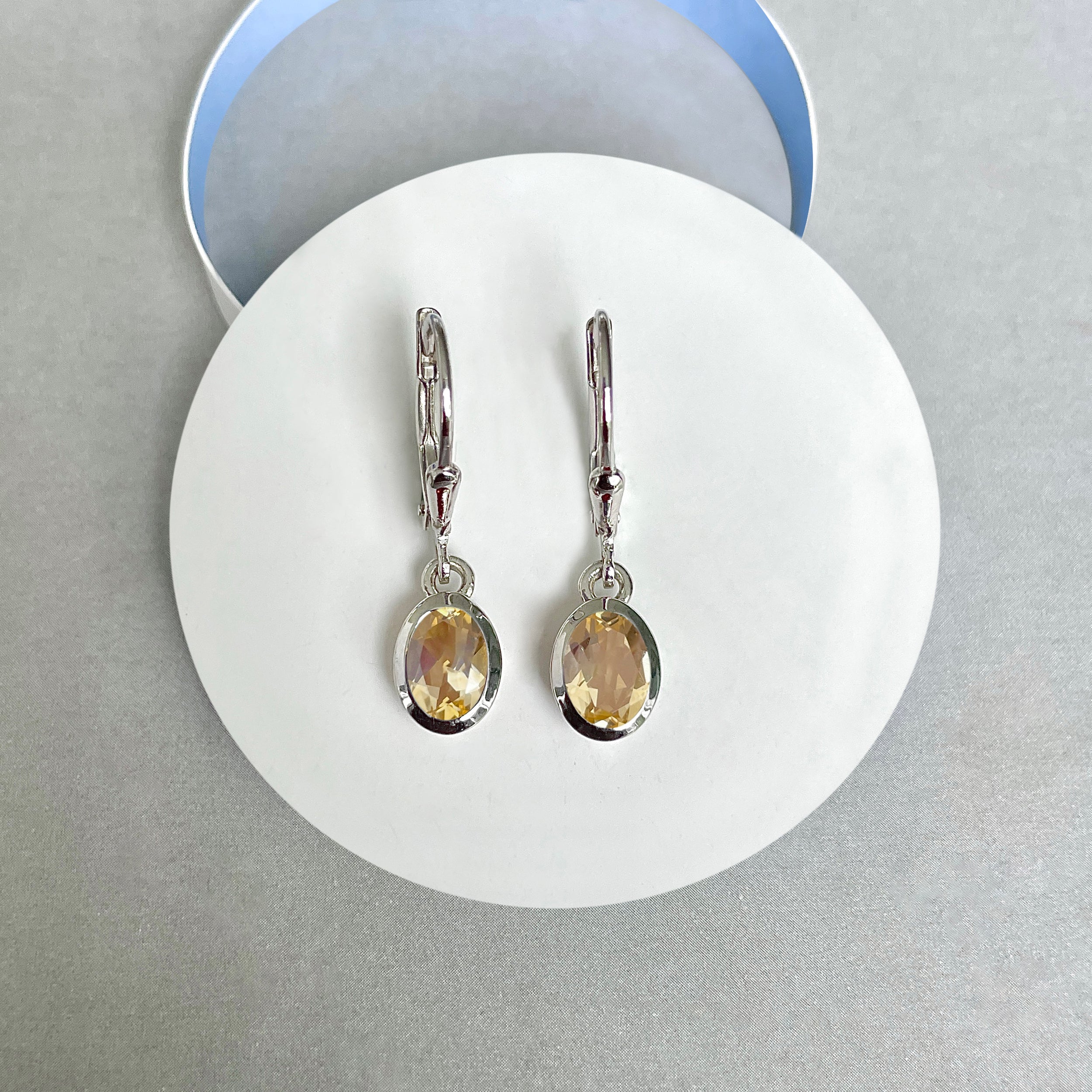 Citrine Leverback Earrings-(CIT-SE-1316.)
