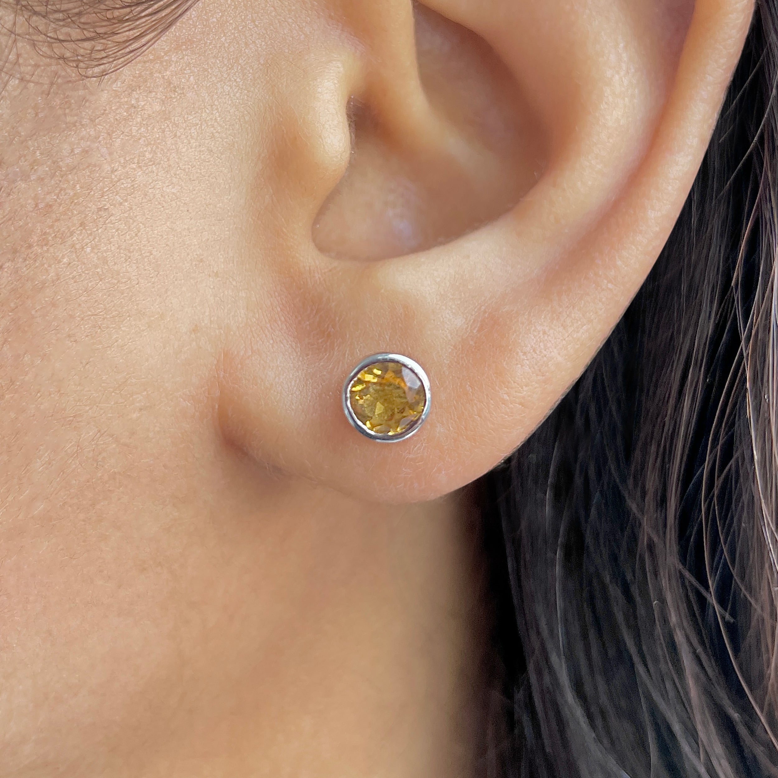 Citrine Stud Earrings-(CIT-SE-1425.)