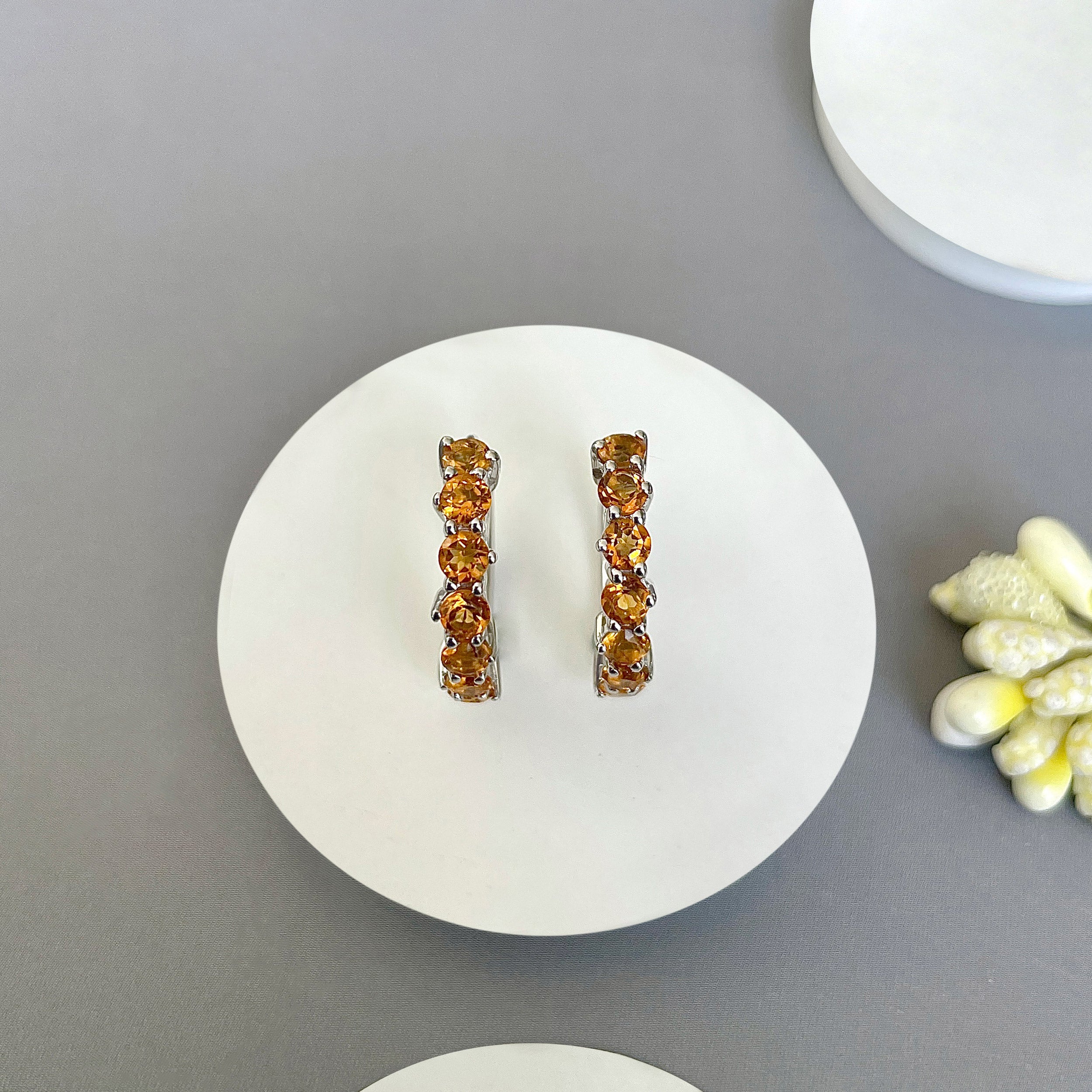 Citrine Hoop Earring-(CIT-SE-1473.)