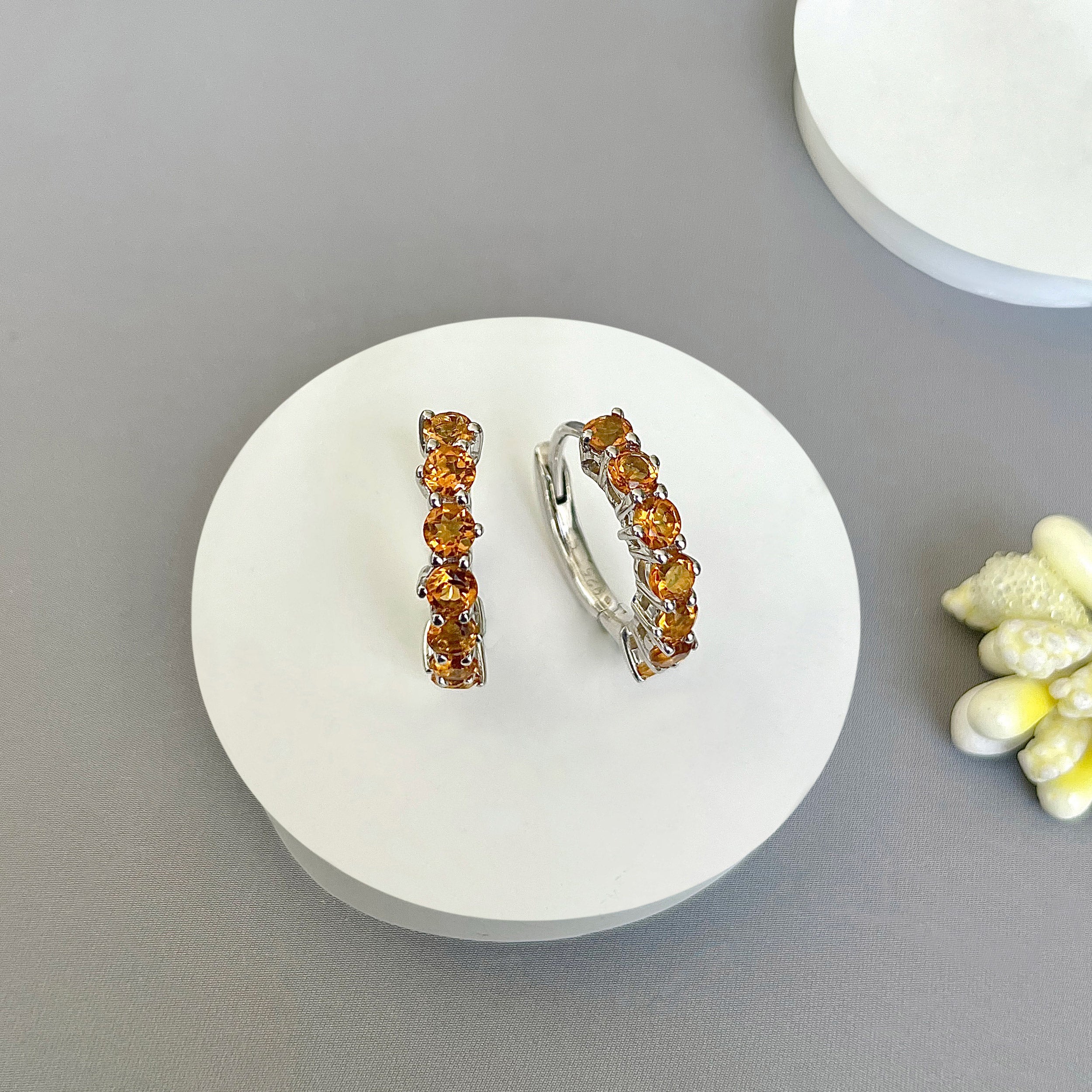 Citrine Hoop Earring-(CIT-SE-1473.)