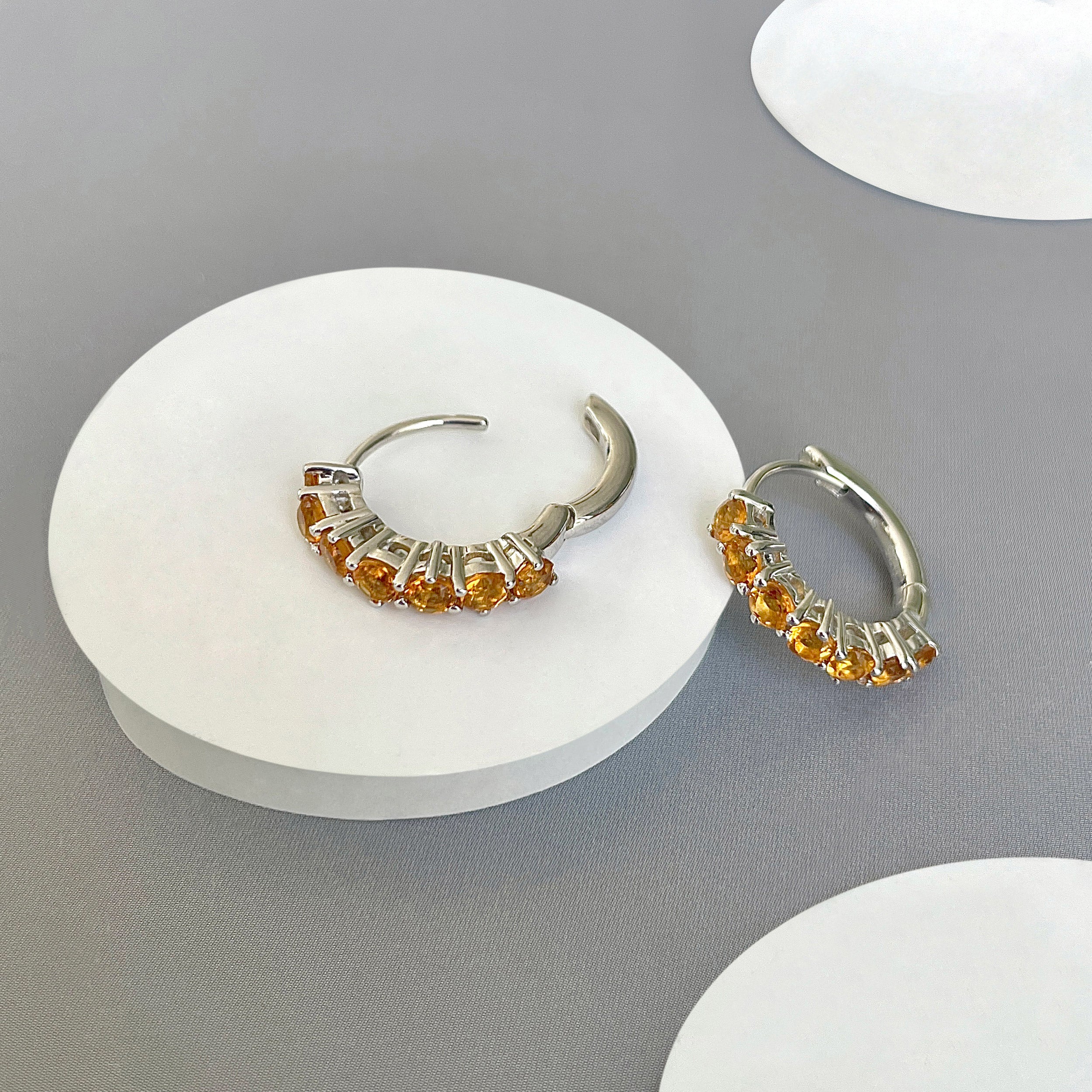 Citrine Hoop Earring-(CIT-SE-1473.)