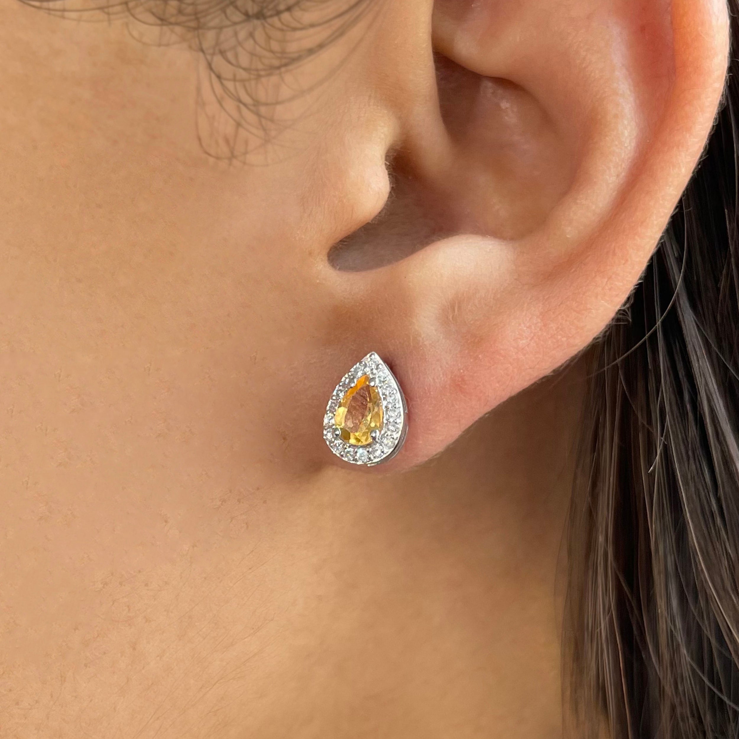 Citrine Stud Earrings-(CIT-SE-52W.)