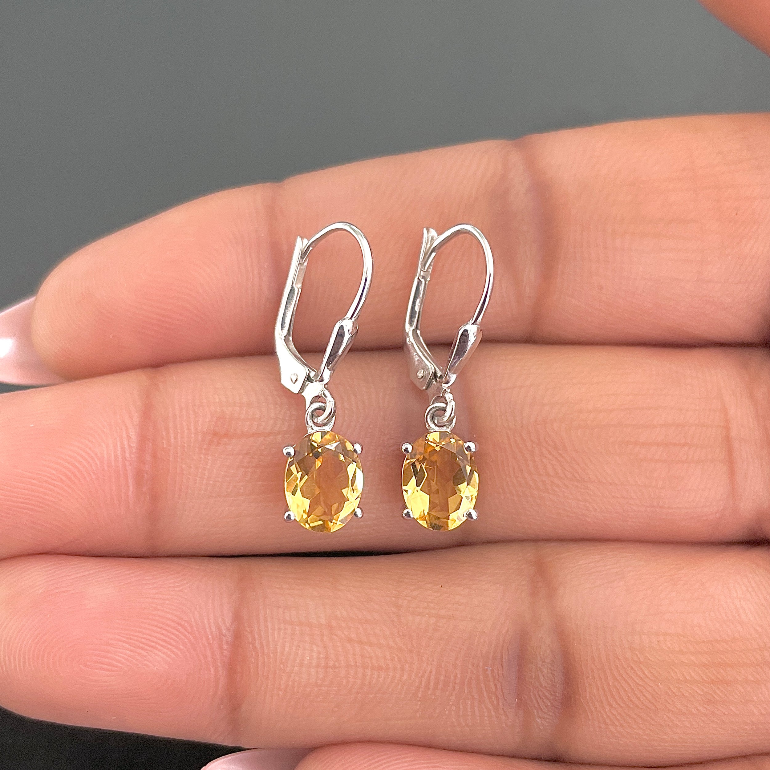 Citrine Leverback Earrings-(CIT-SE-673.)