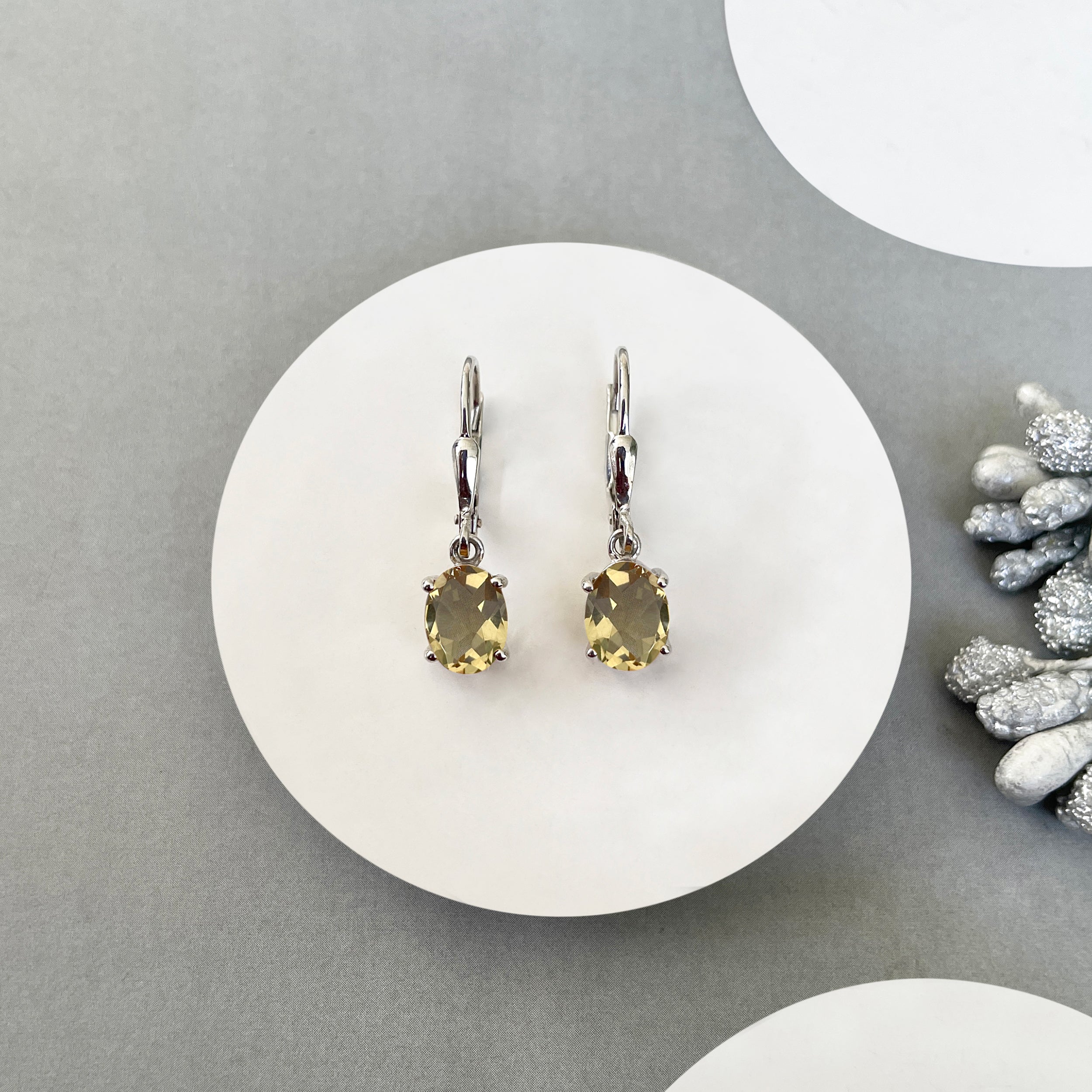 Citrine Leverback Earring-(CIT-SE-673.)