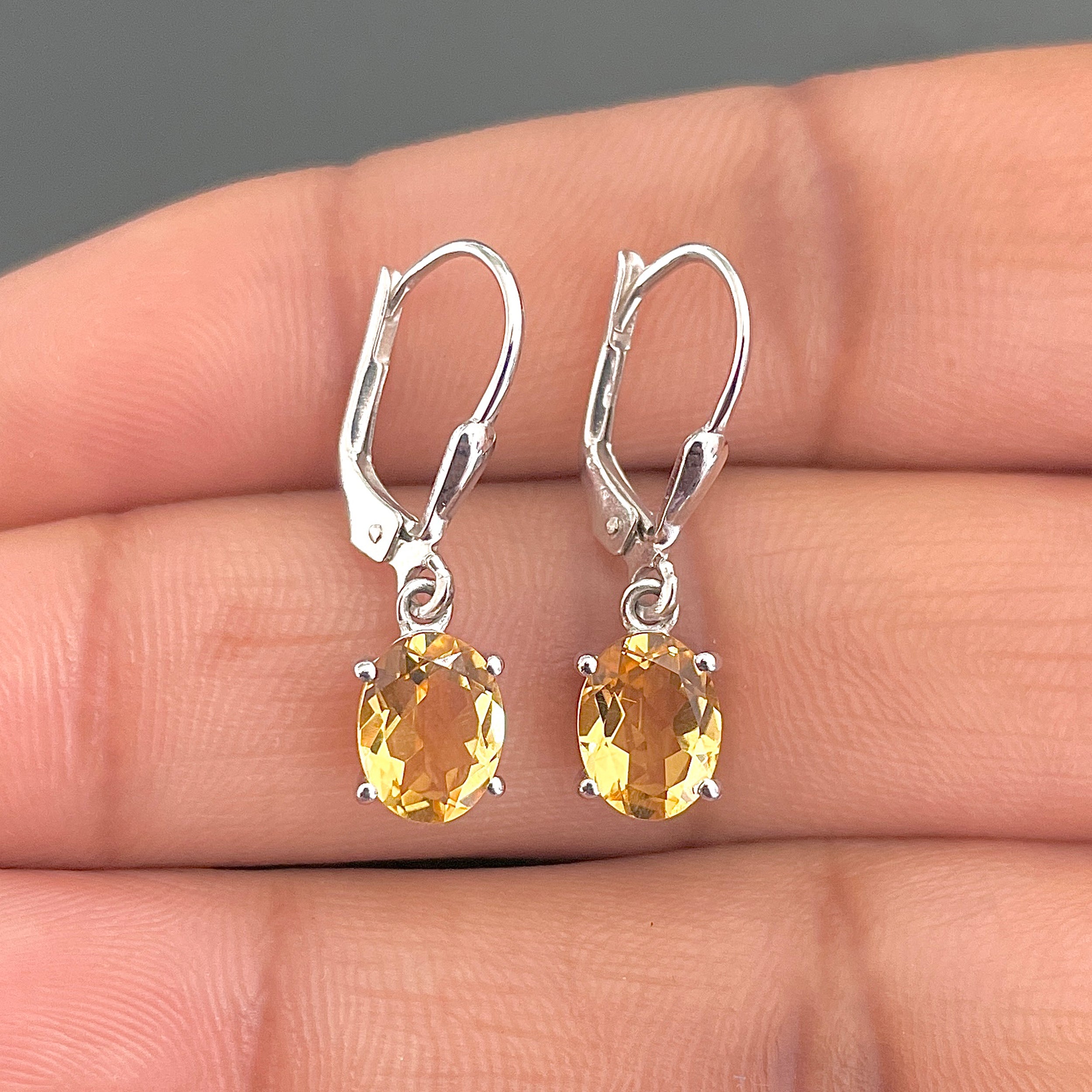 Citrine Leverback Earrings-(CIT-SE-673.)