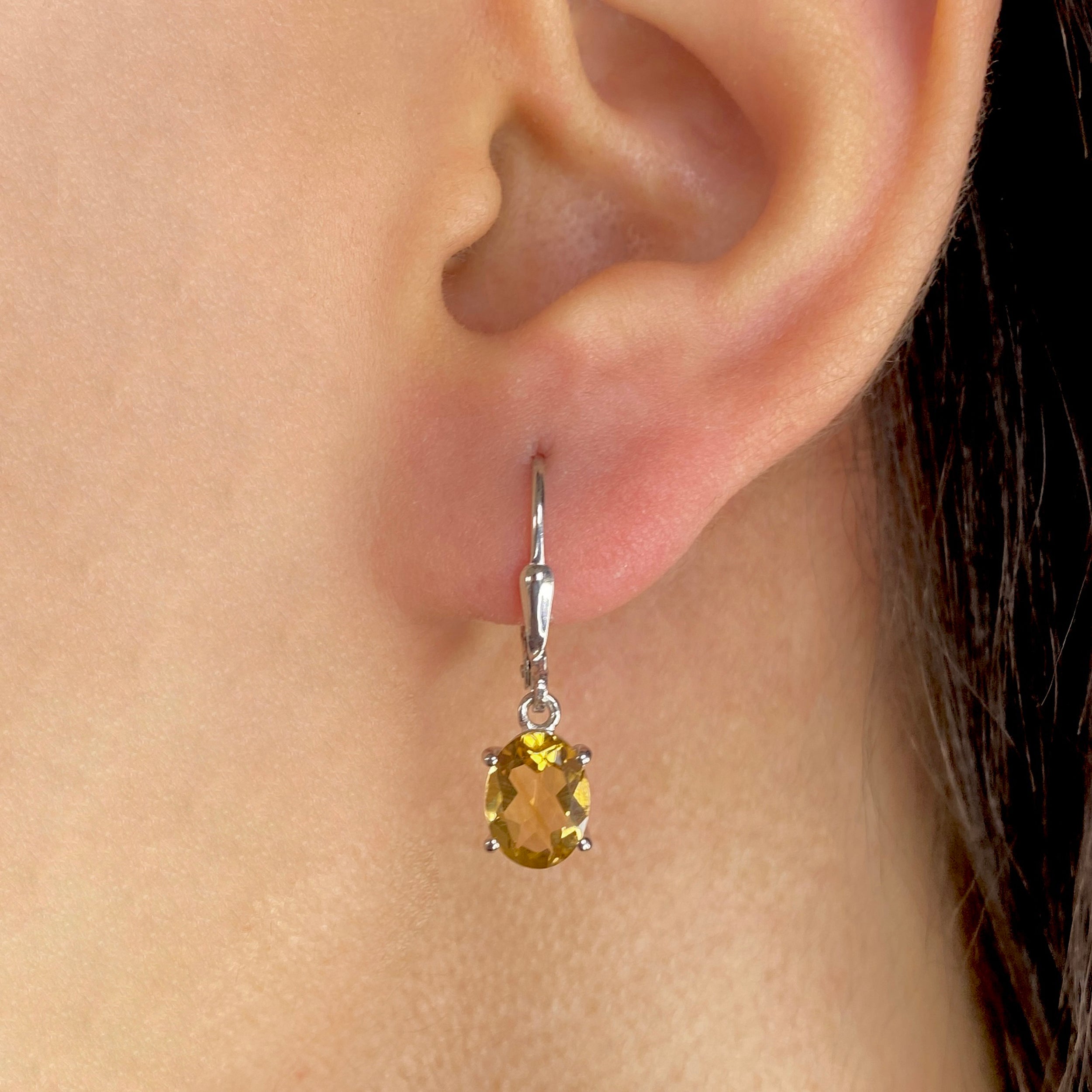 Citrine Leverback Earrings-(CIT-SE-673.)