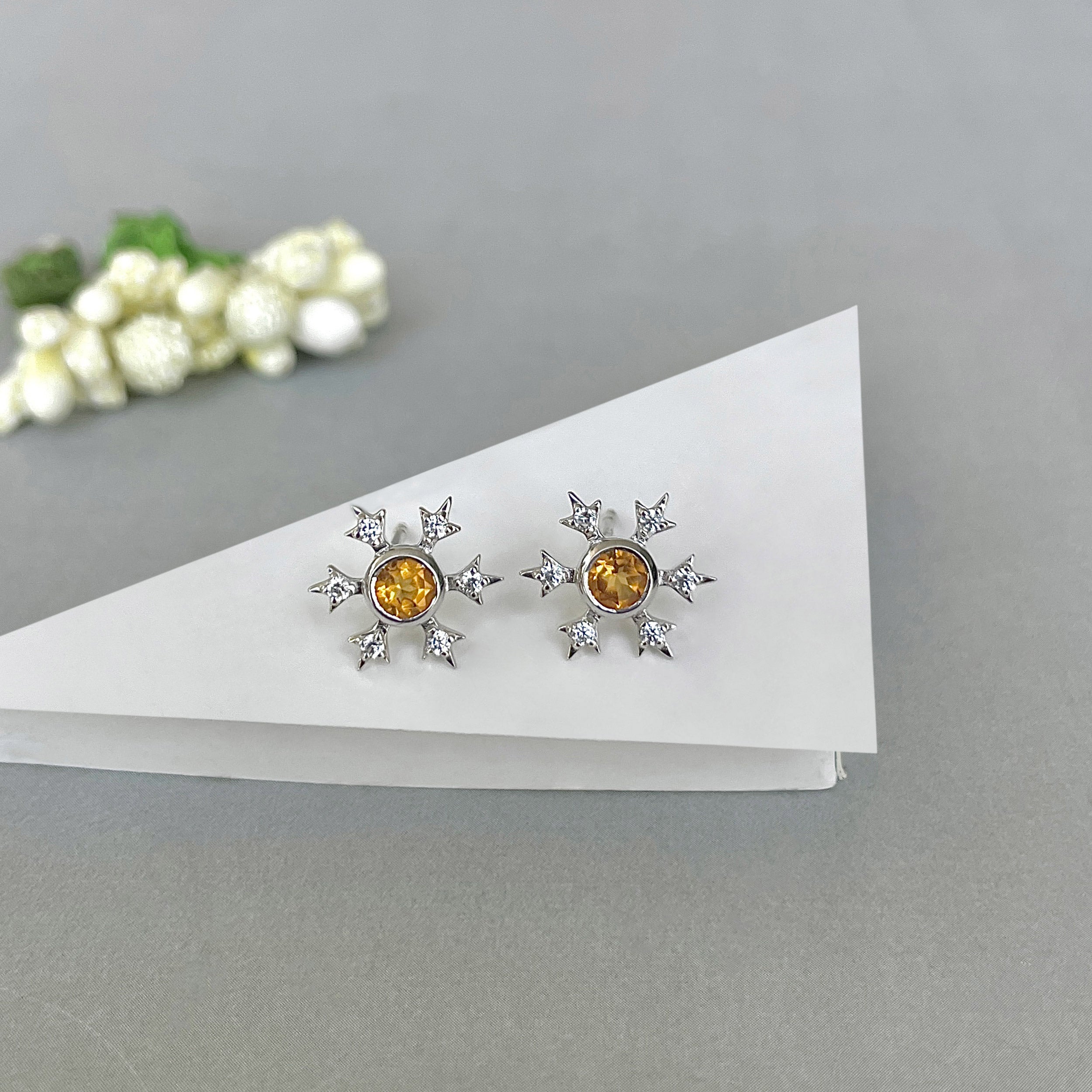Citrine Stud Earring-(CIT-SE-854.)