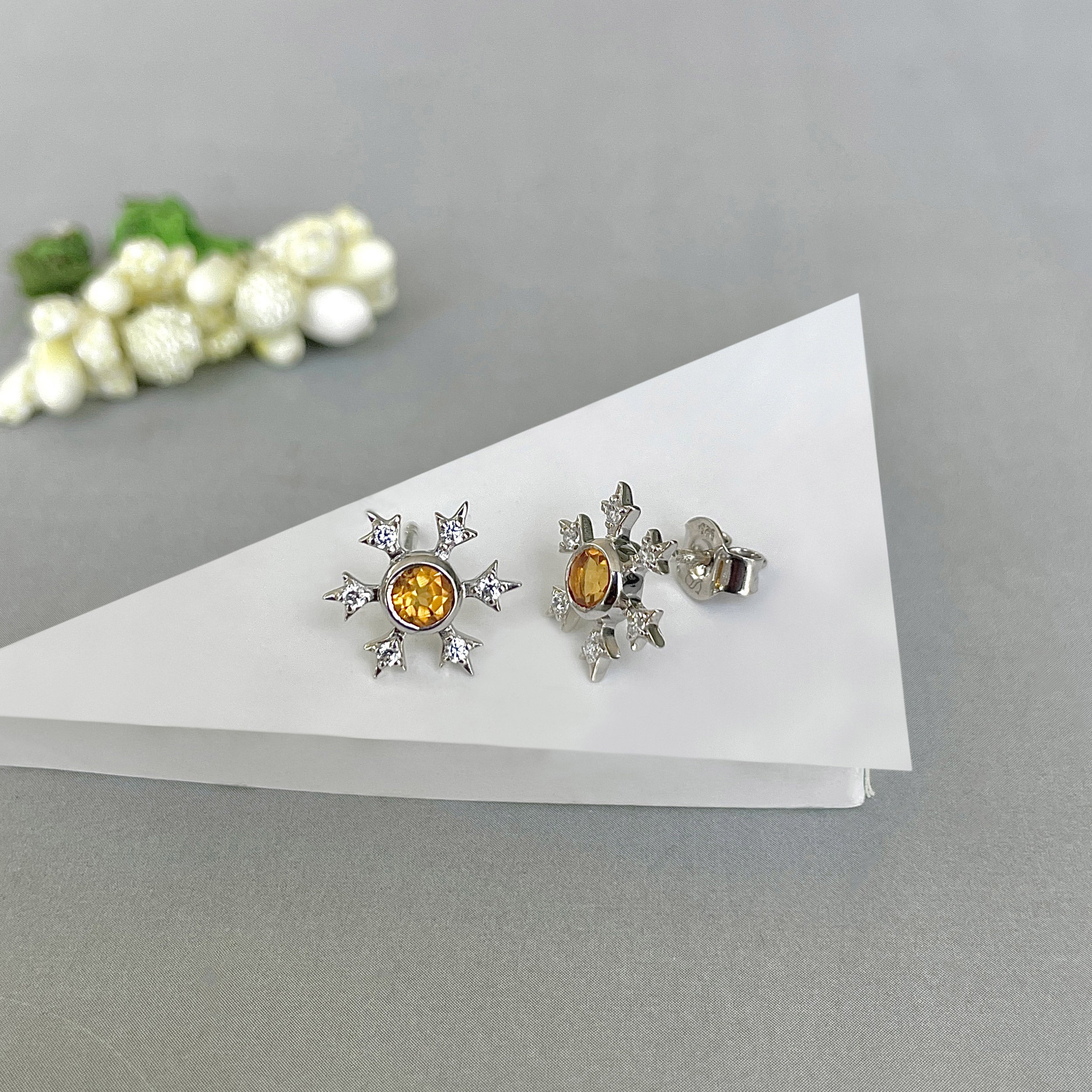 Citrine Stud Earring-(CIT-SE-854.)