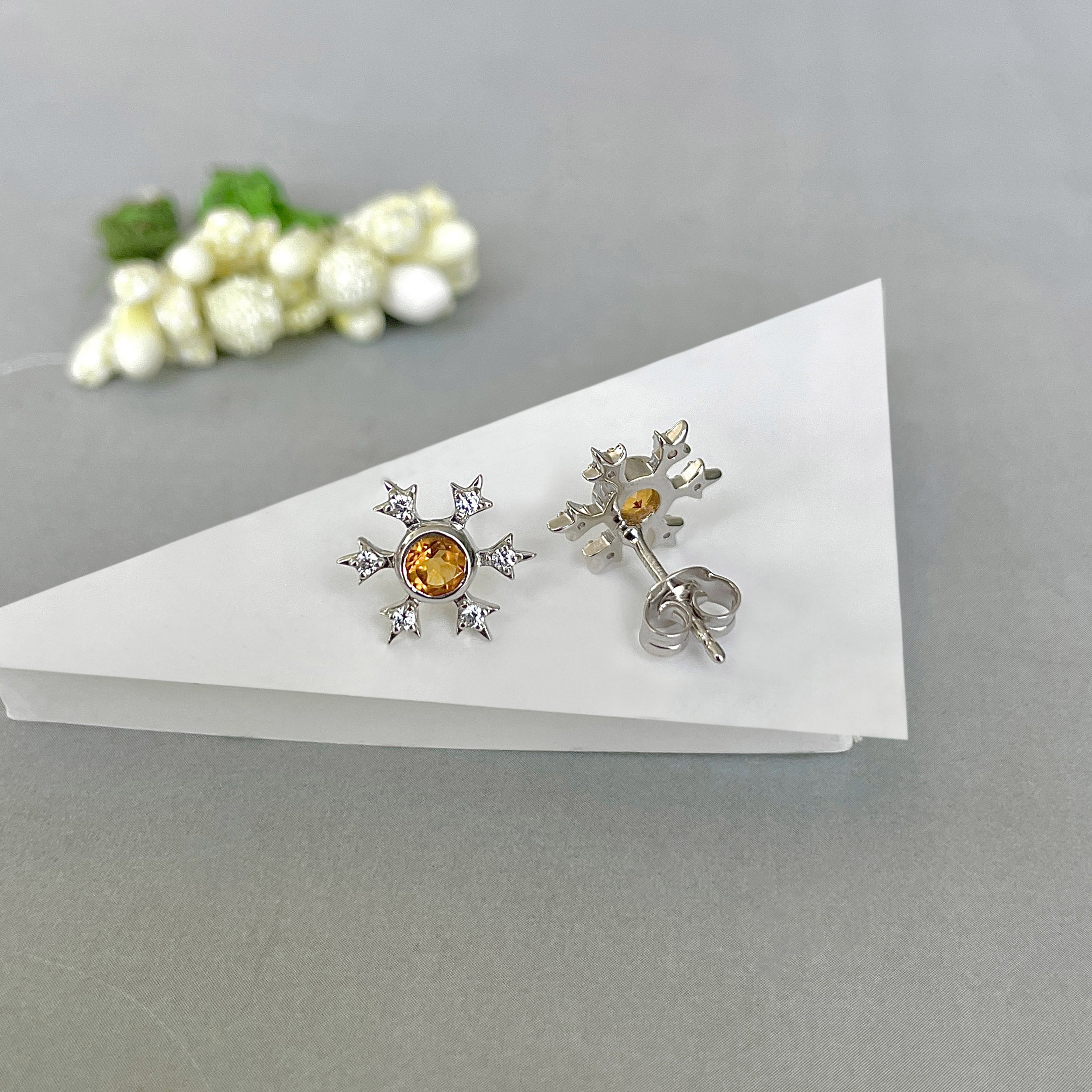 Citrine Stud Earring-(CIT-SE-854.)