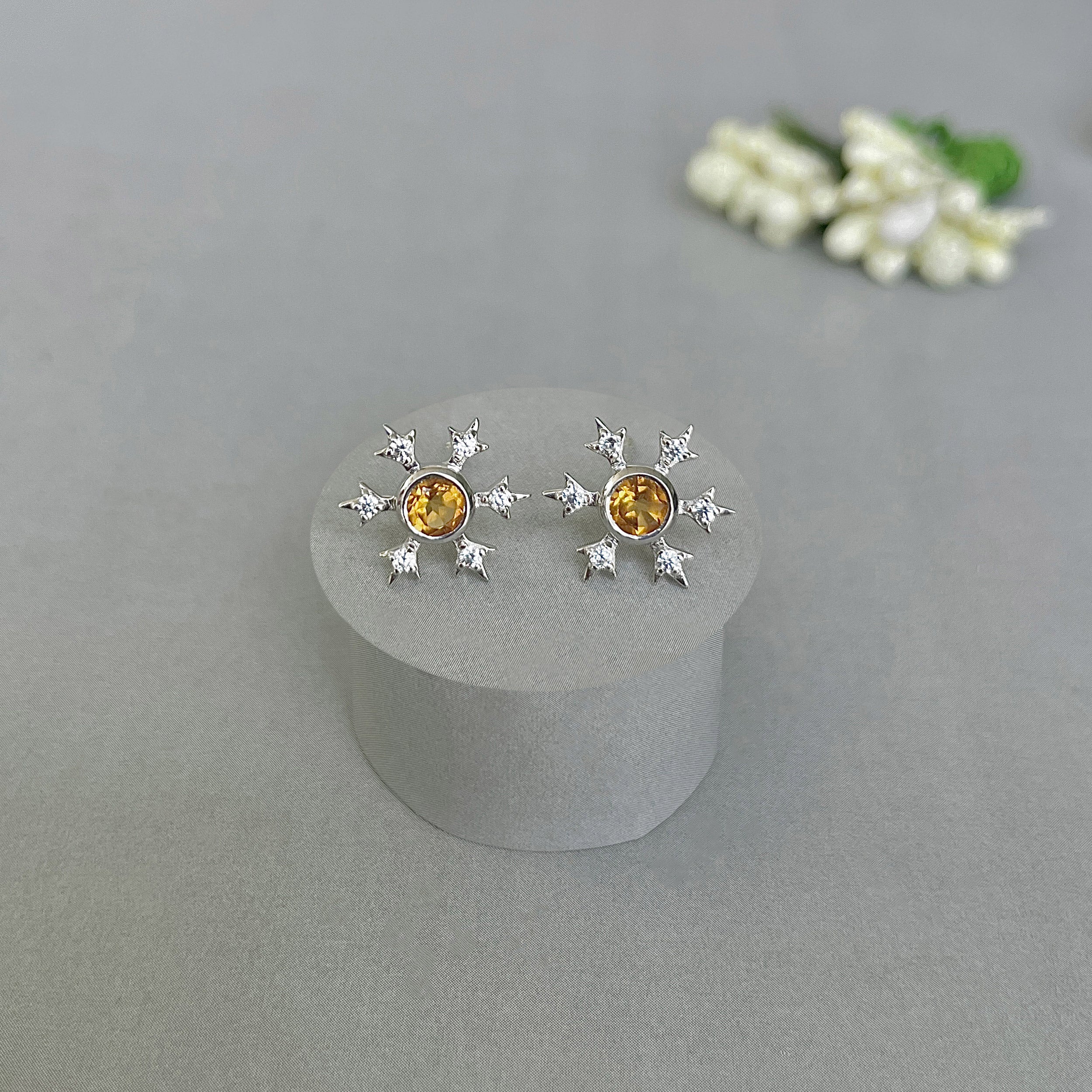 Citrine Stud Earring-(CIT-SE-854.)