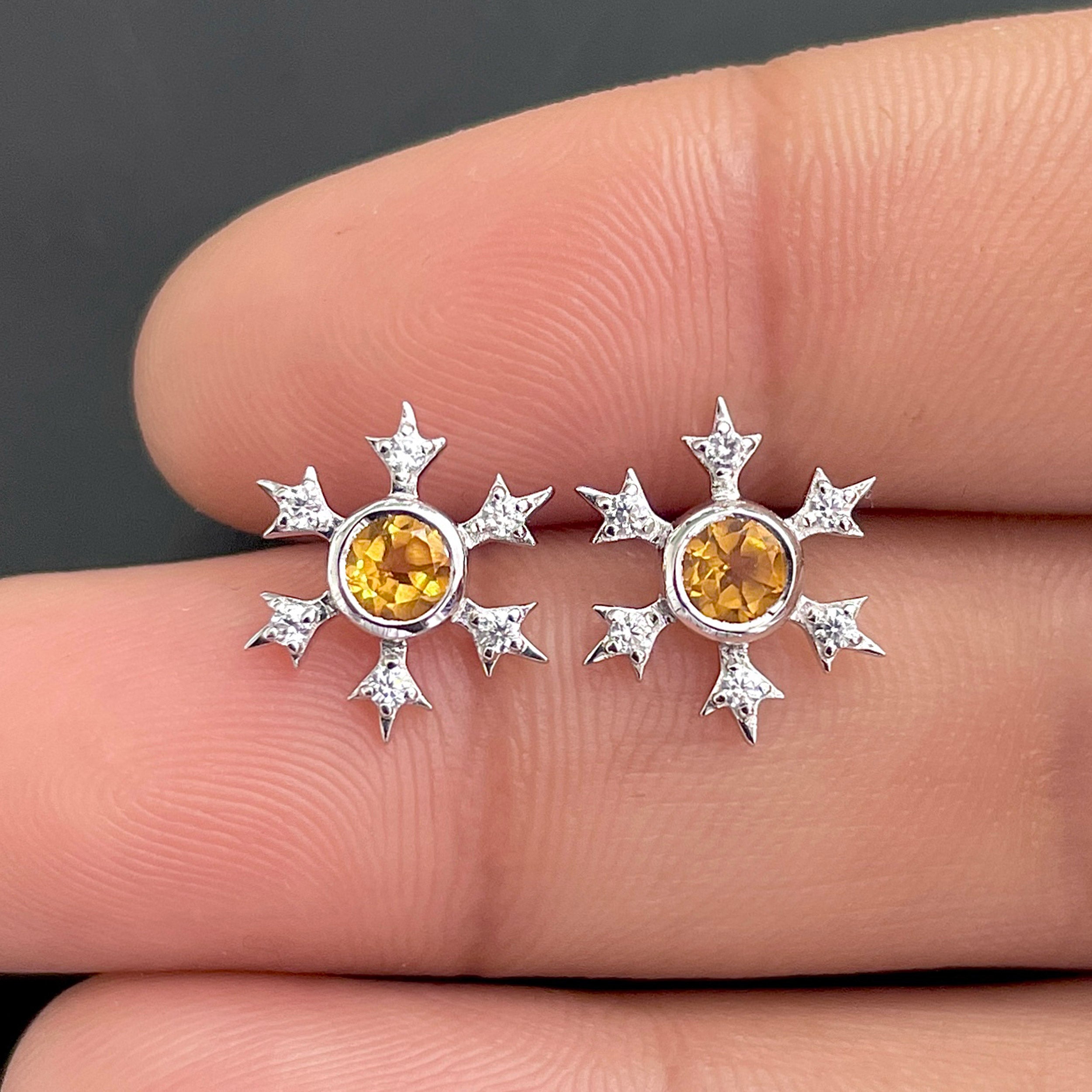 Citrine Stud Earring-(CIT-SE-854.)