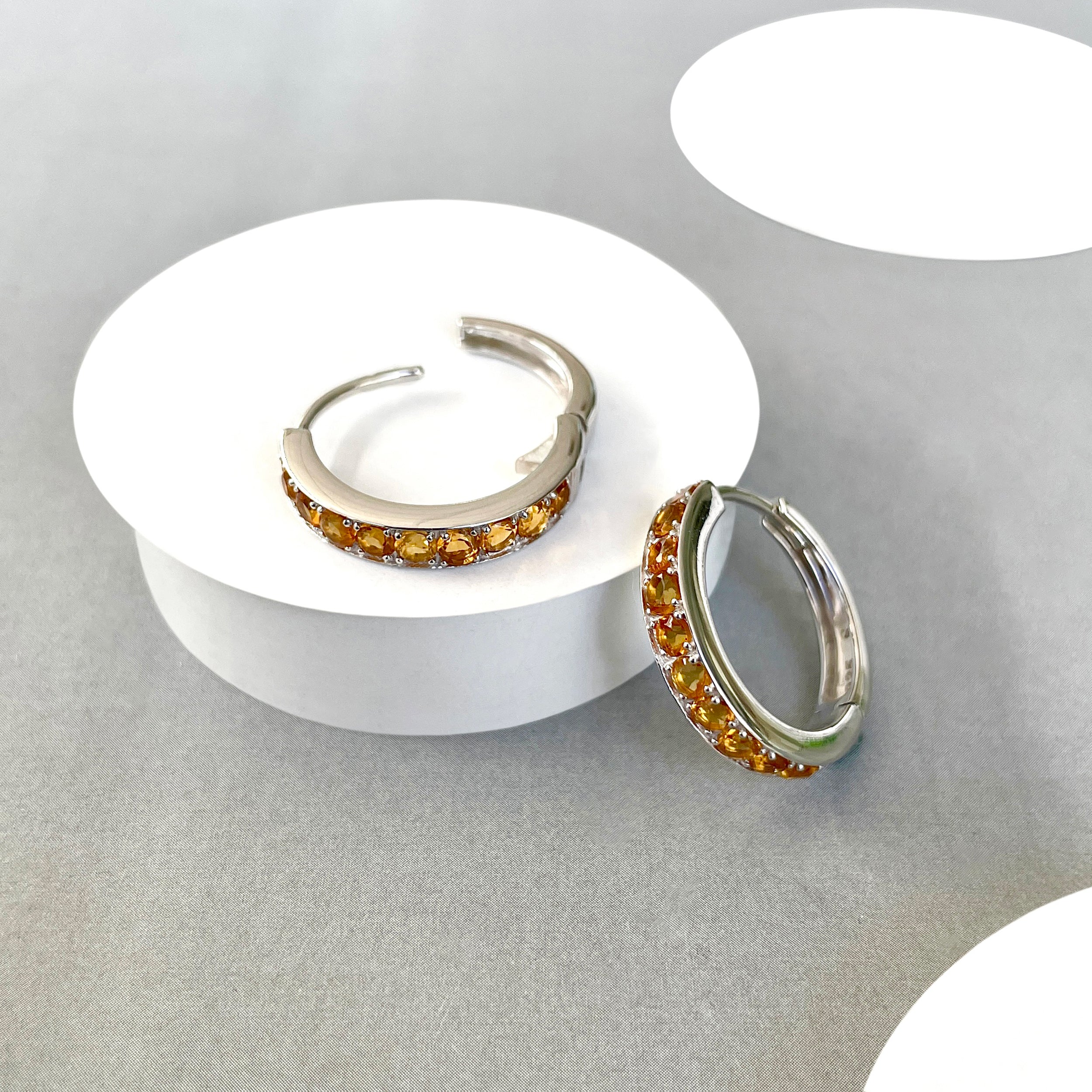 Citrine Hoop Earring-(CIT-SE-970.)