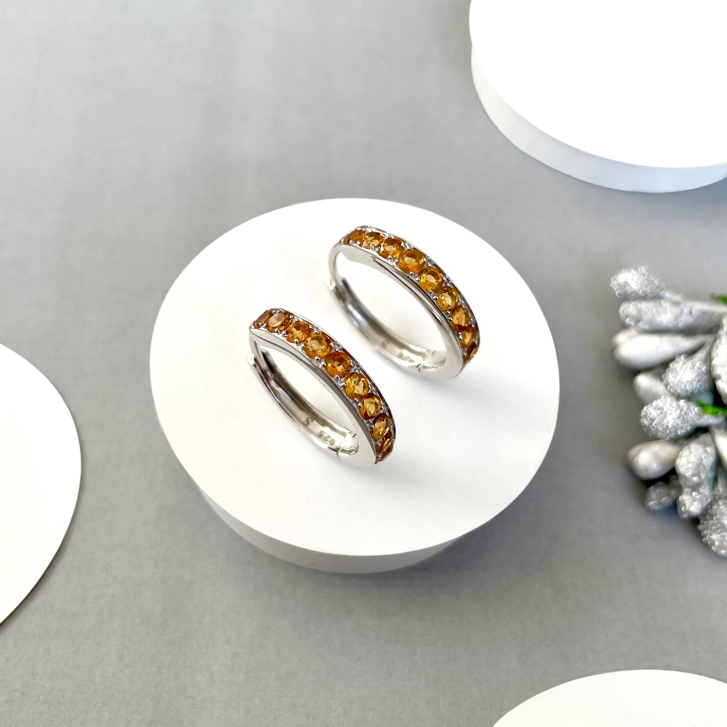 Citrine Hoop Earring-(CIT-SE-970.)