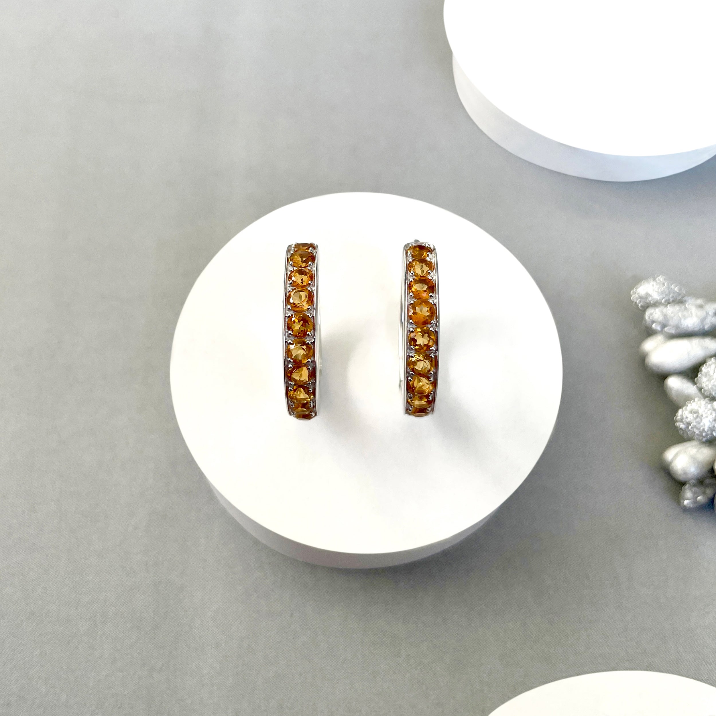 Citrine Hoop Earring-(CIT-SE-970.)