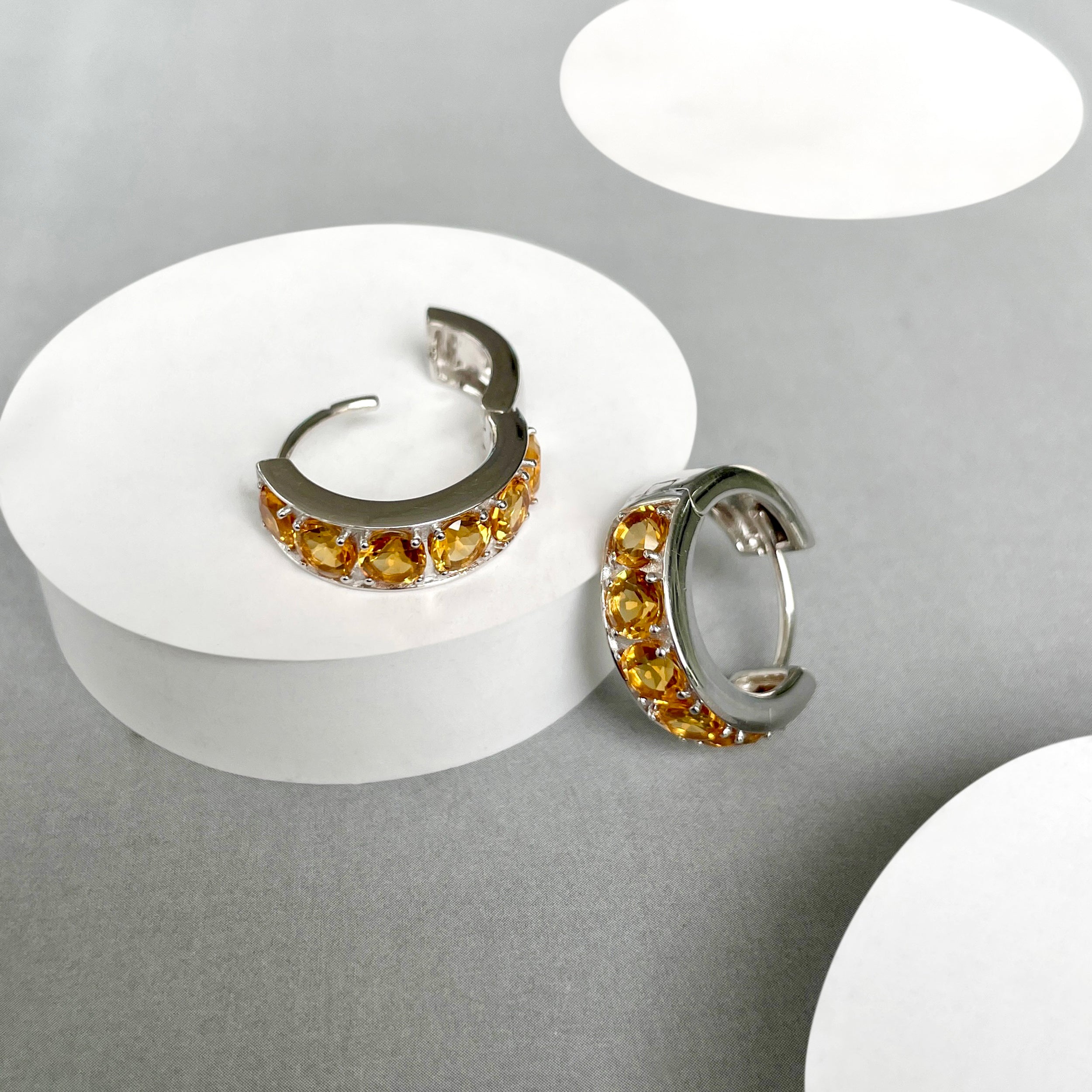 Citrine Hoop Earring-(CIT-SE-973.)