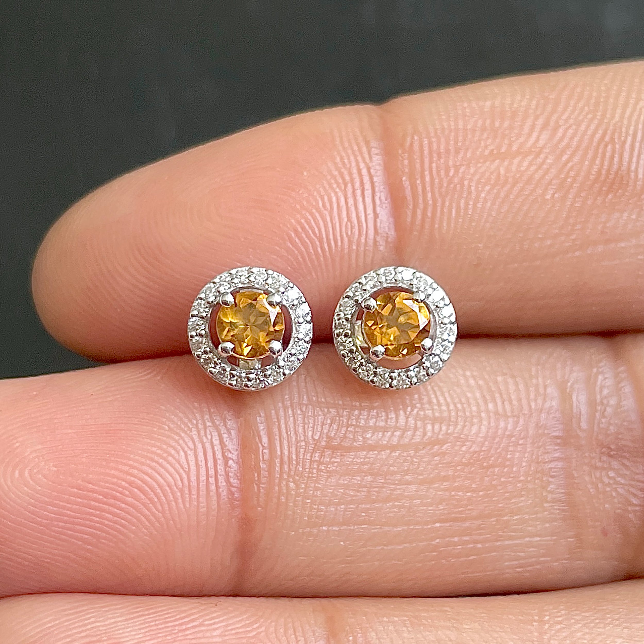 Citrine Stud Earrings-(CIT-SE-985.)
