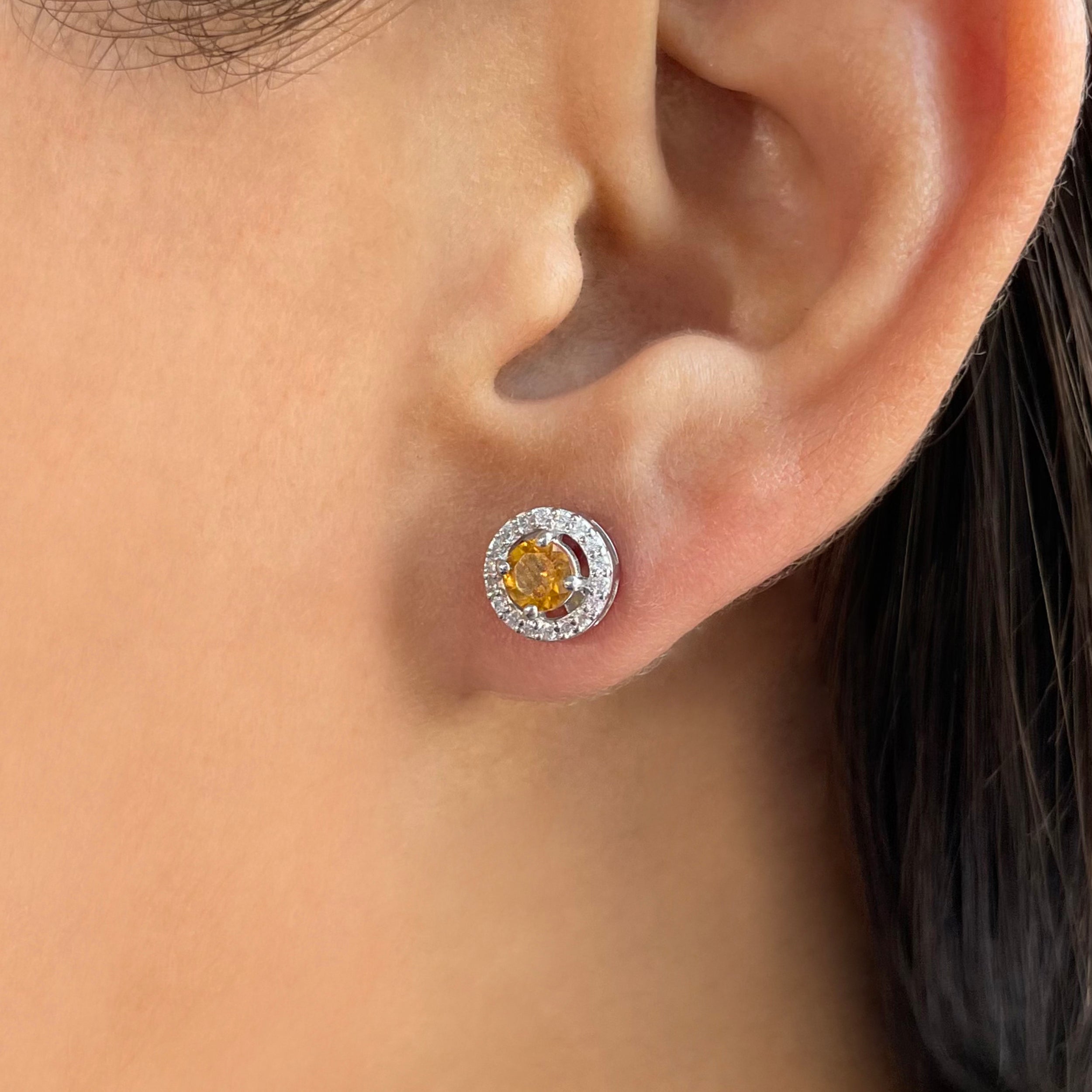 Citrine Stud Earrings-(CIT-SE-985.)