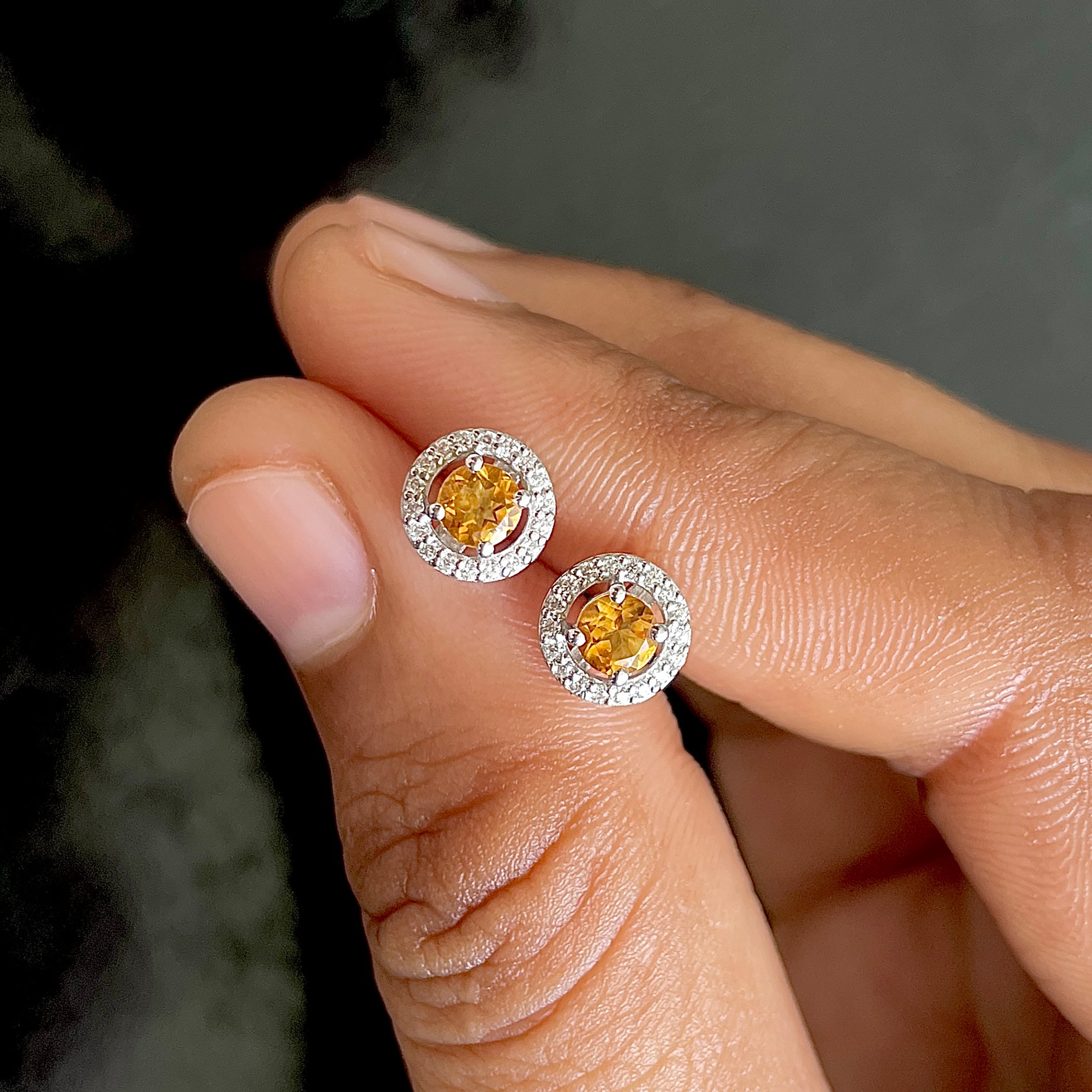 Citrine Stud Earrings-(CIT-SE-985.)