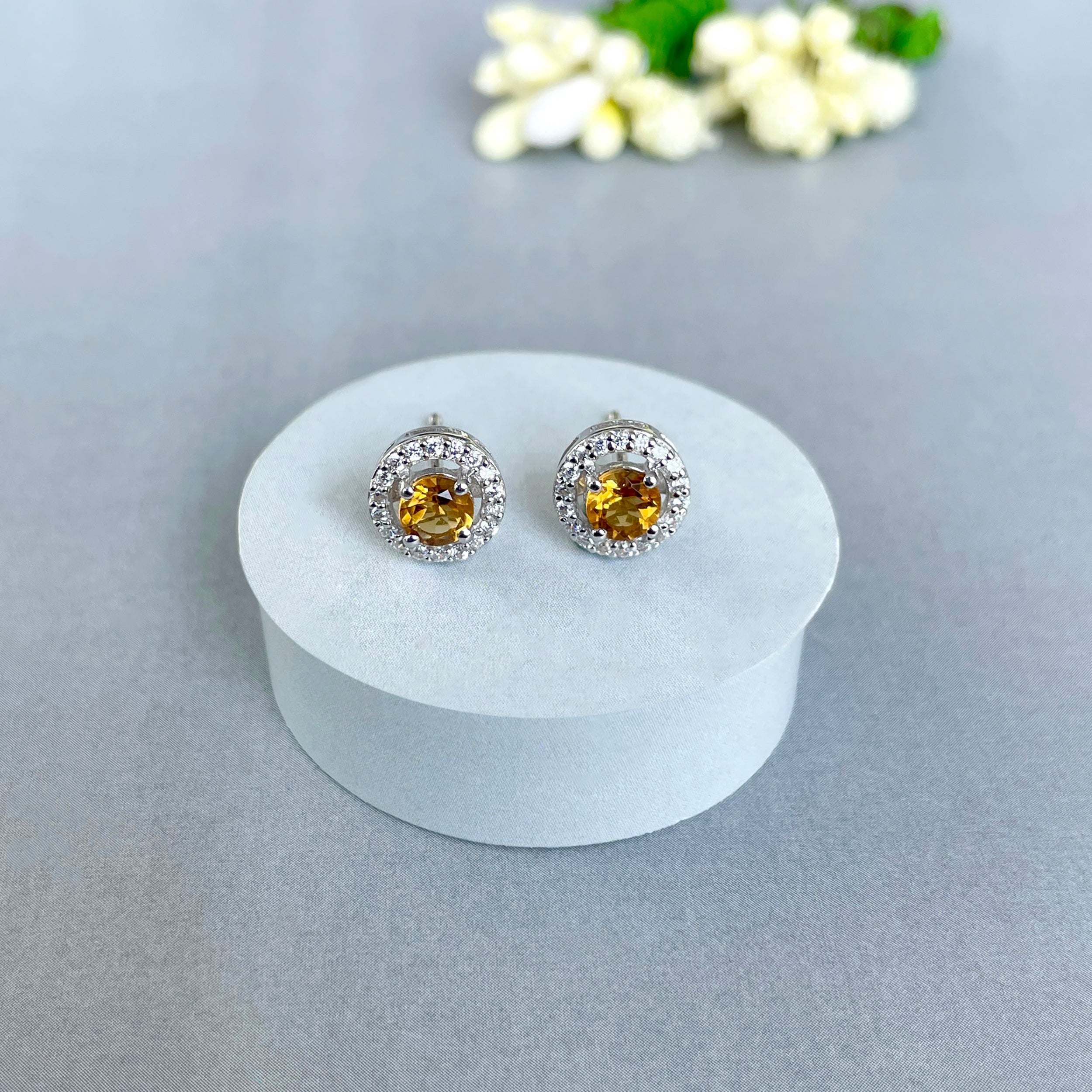 Citrine Stud Earrings-(CIT-SE-985.)