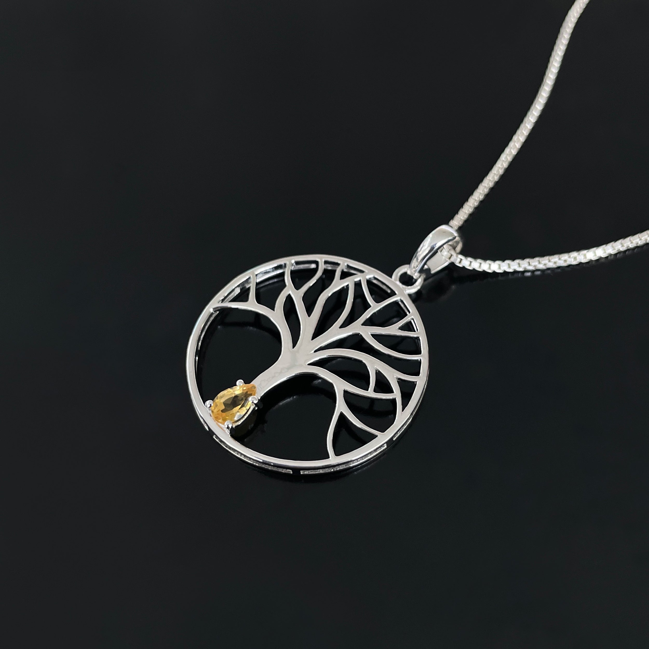 Citrine Tree Of Life Pendant-(CIT-SN-154.)