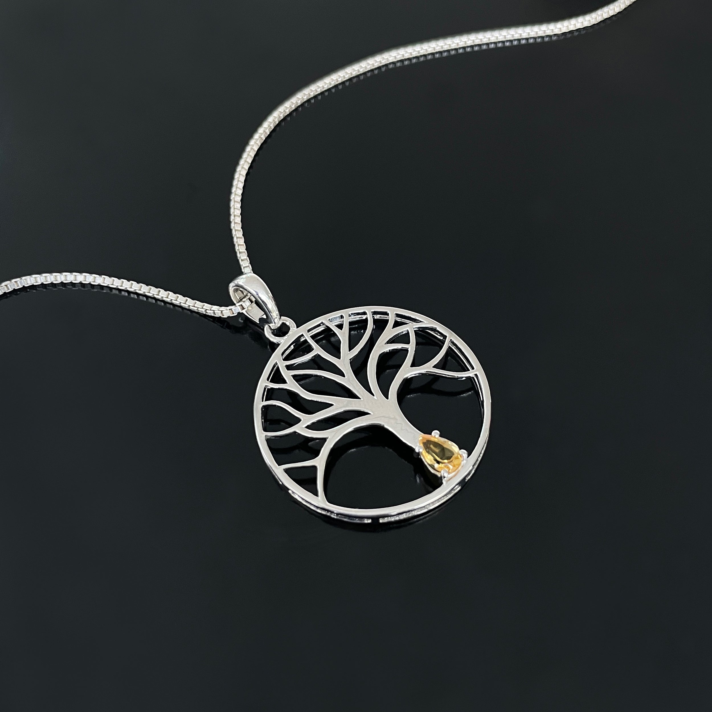 Citrine Tree Of Life Pendant-(CIT-SN-154.)