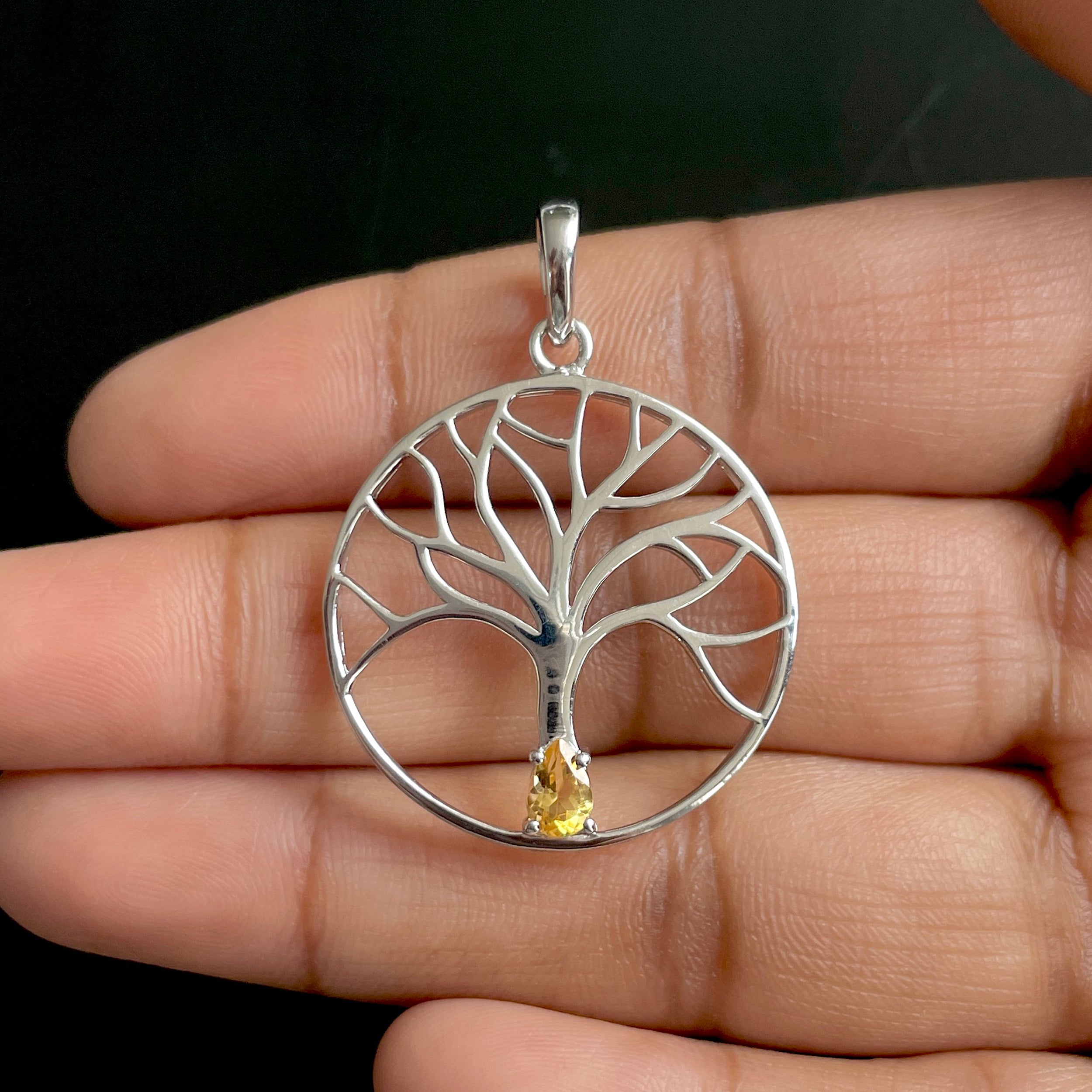 Citrine Tree Of Life Pendant-(CIT-SN-154.)