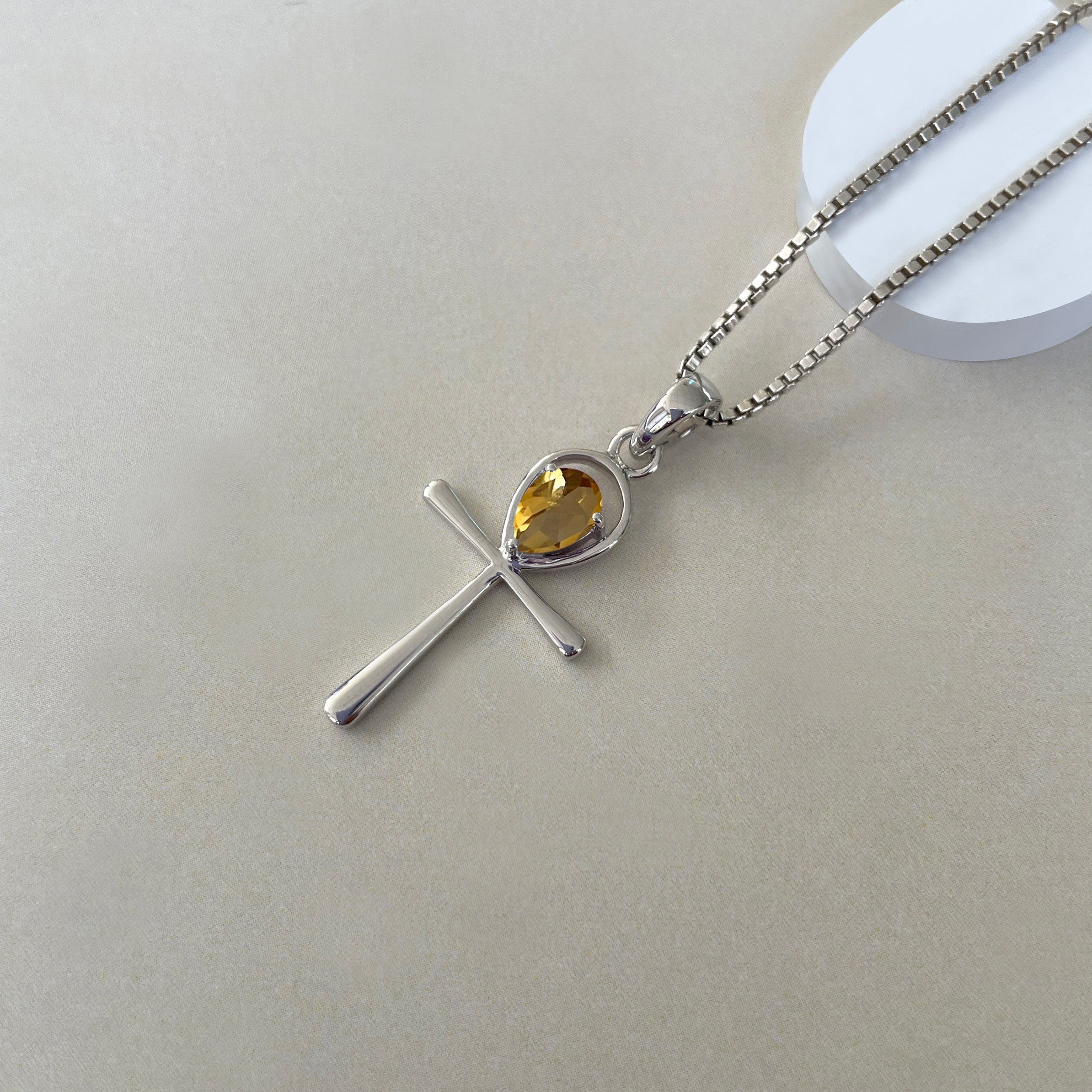 Citrine Ankh Pendant-(CIT-SN-168.)