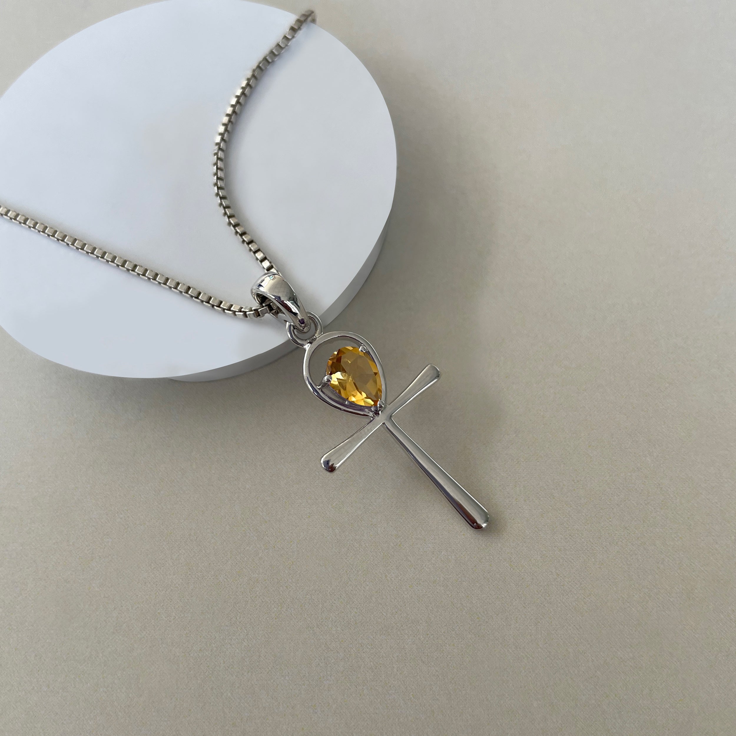 Citrine Ankh Pendant-(CIT-SN-168.)