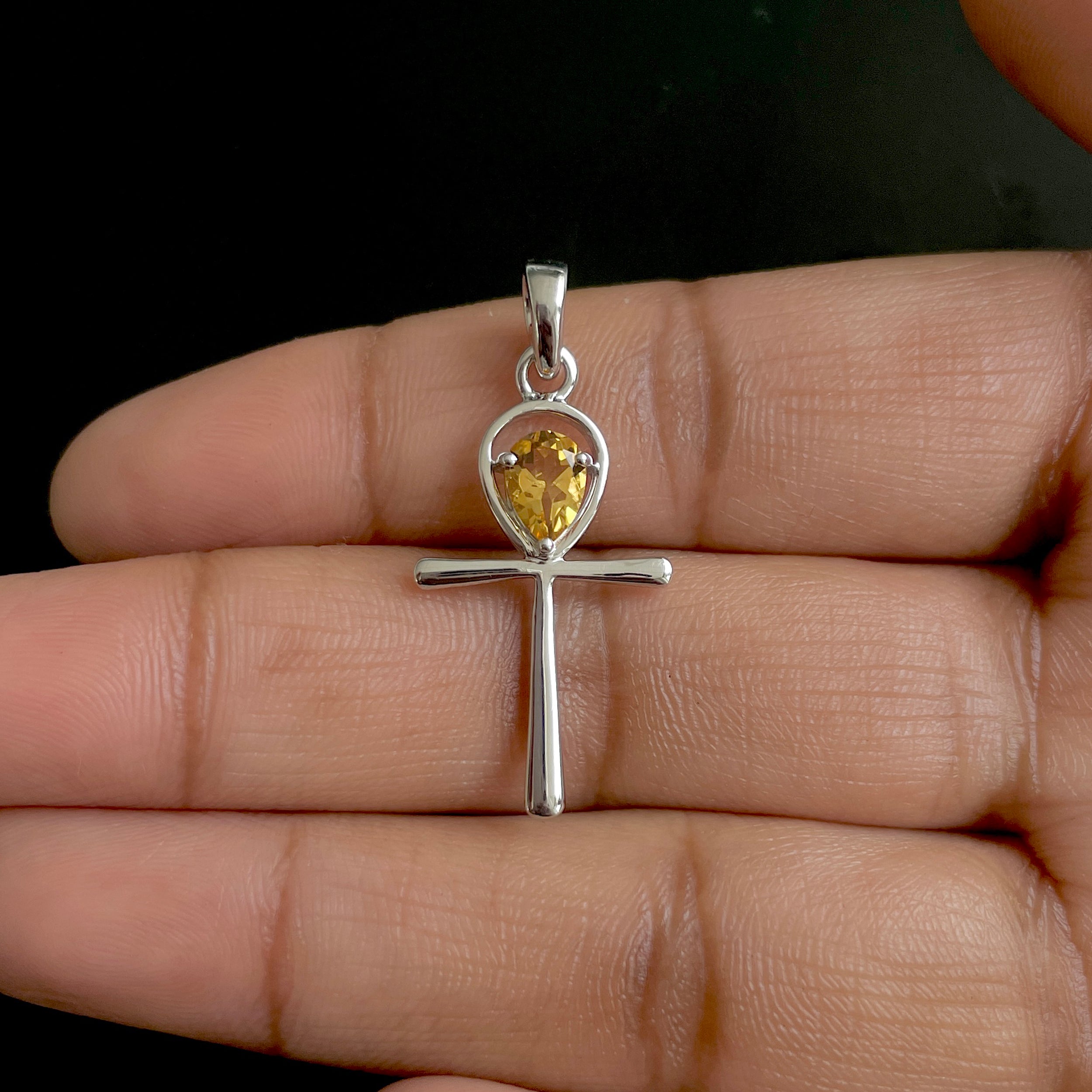 Citrine Ankh Pendant-(CIT-SN-168.)
