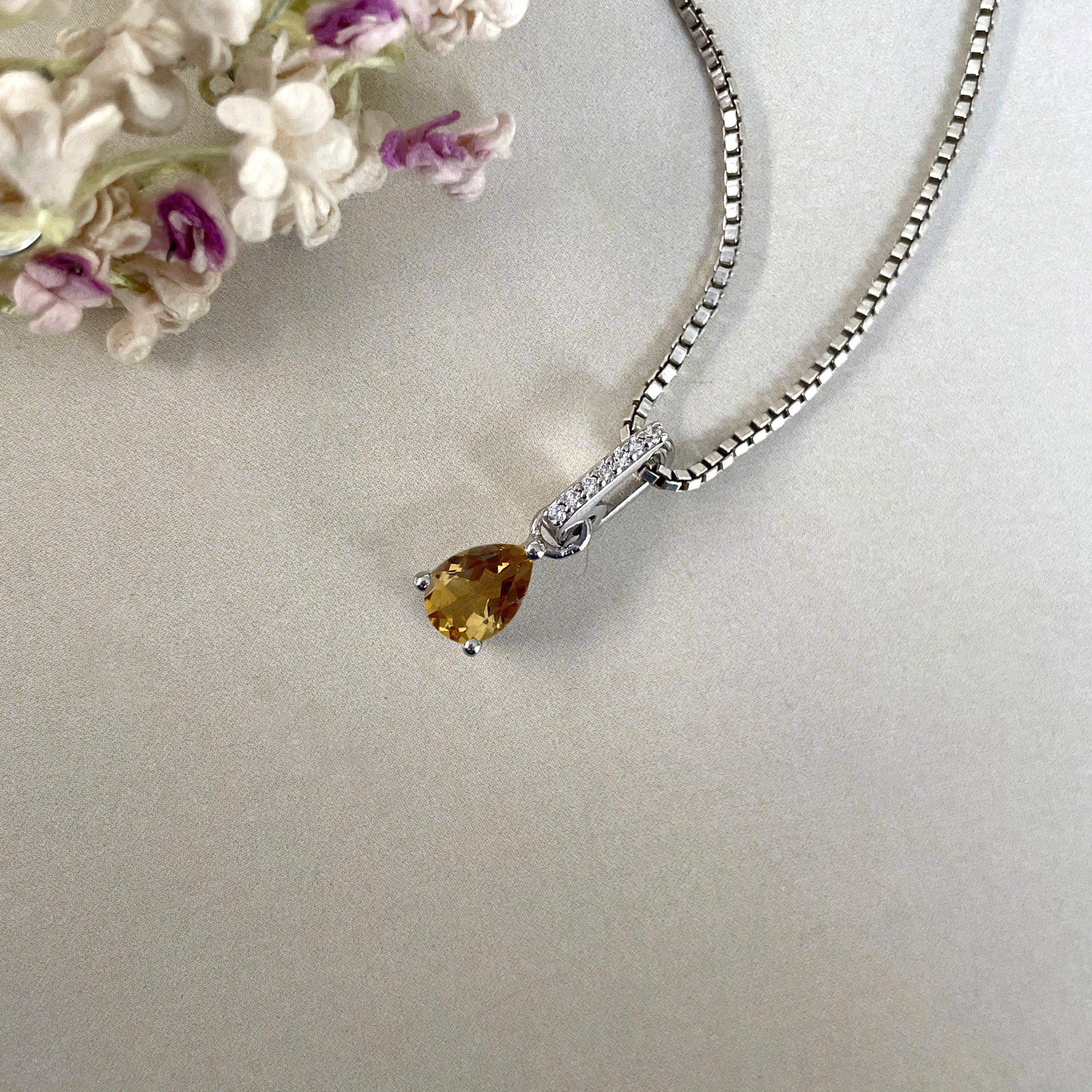 Citrine & White Topaz Pendant-(CIT-SP-1165.)