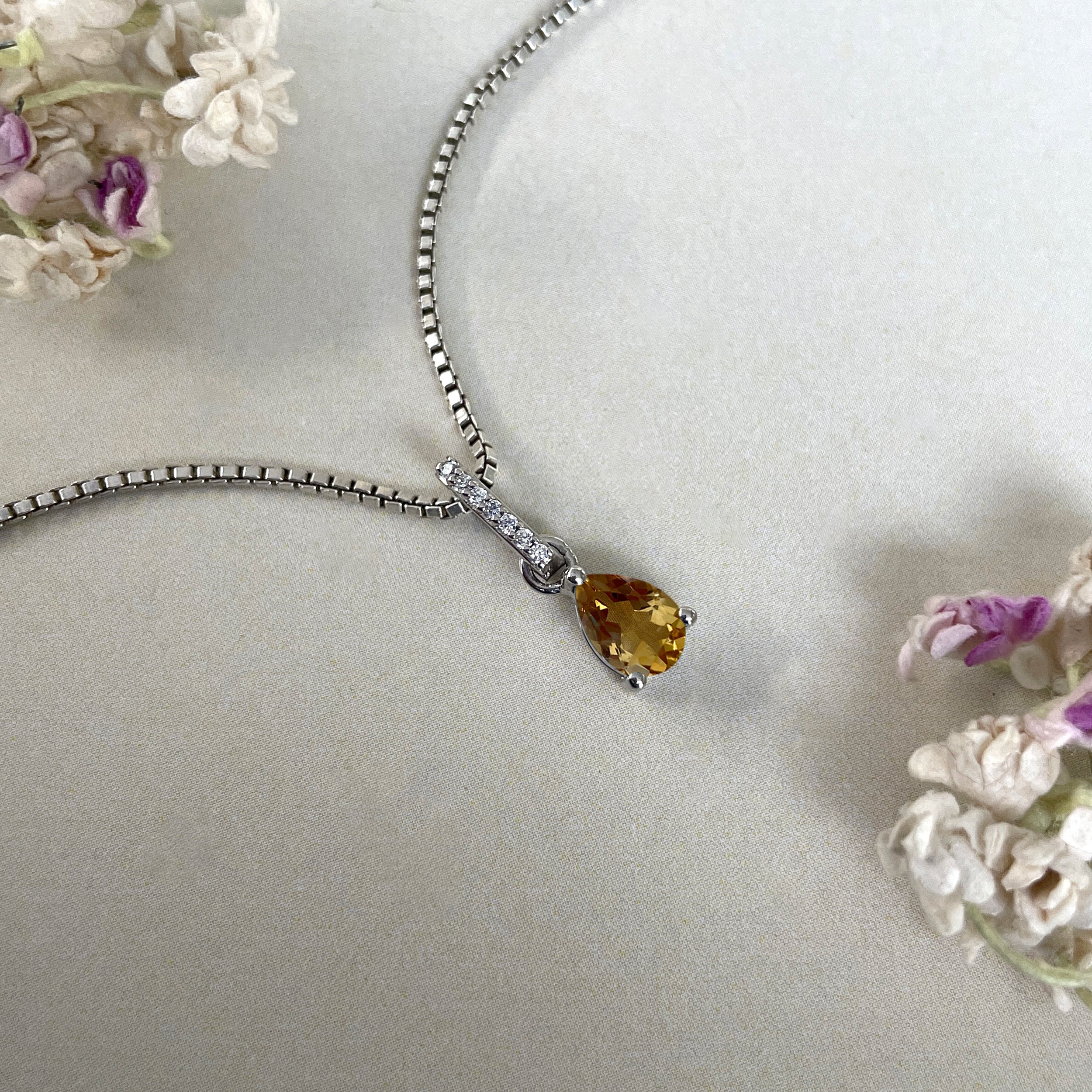 Citrine & White Topaz Pendant-(CIT-SP-1165.)