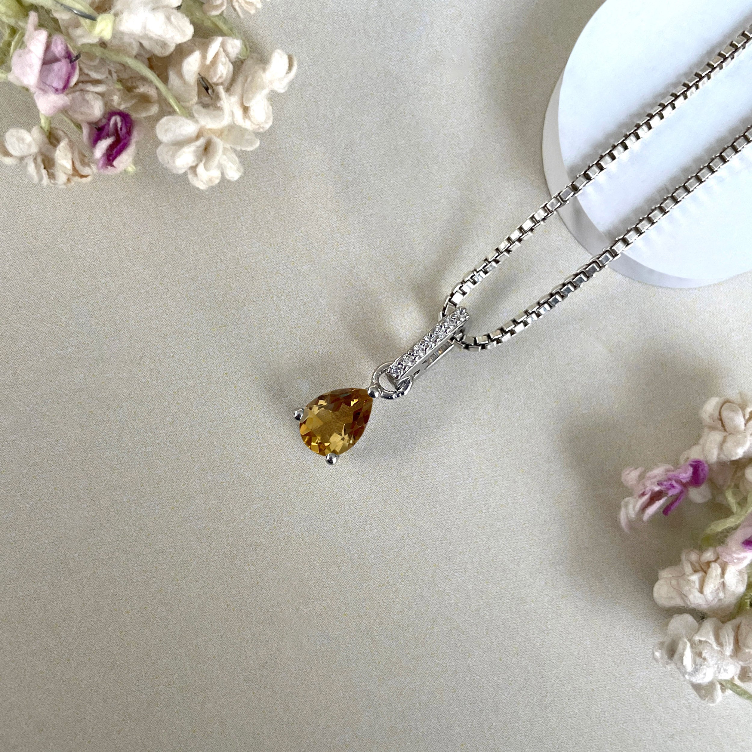 Citrine & White Topaz Pendant-(CIT-SP-1165.)