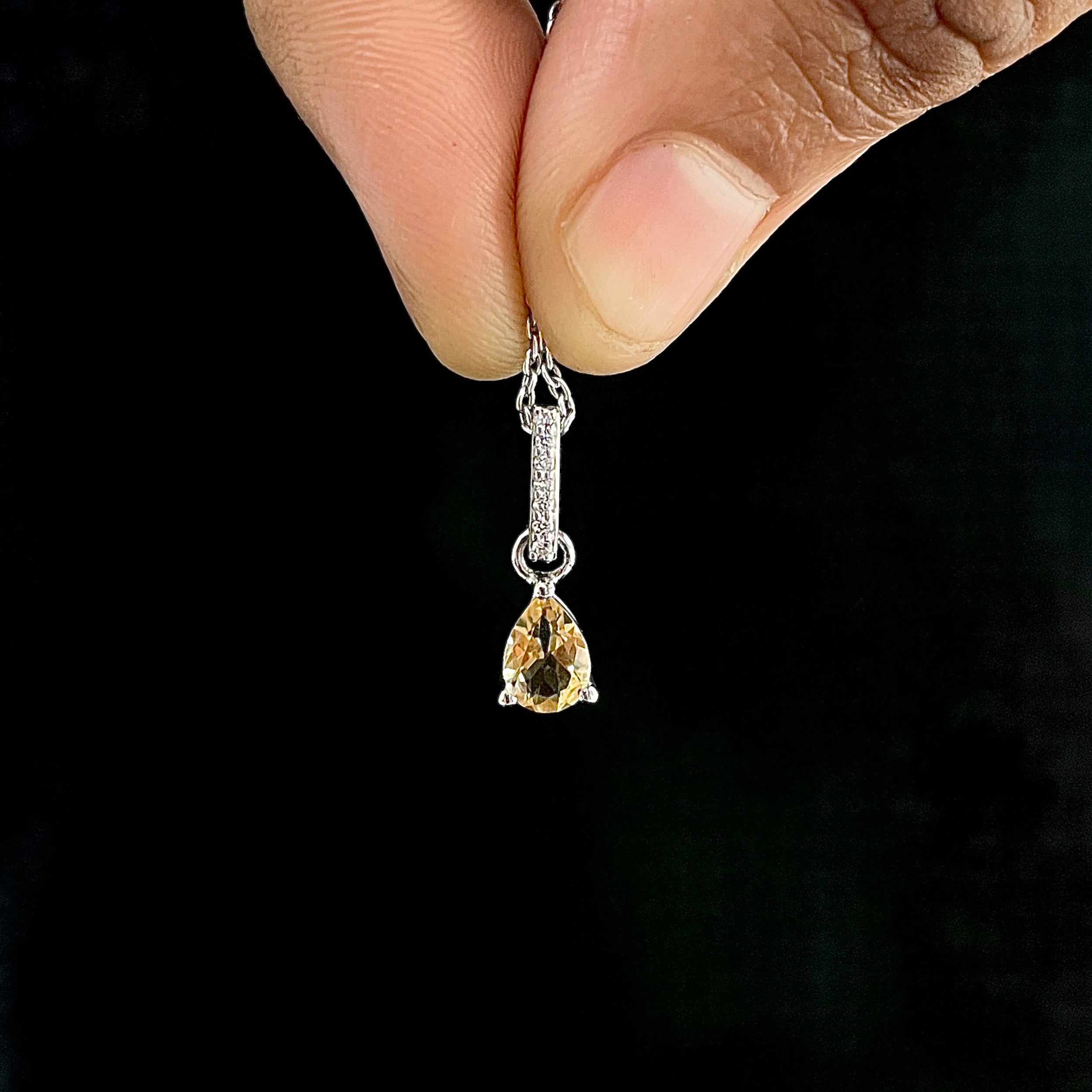 Citrine & White Topaz Pendant-(CIT-SP-1165.)