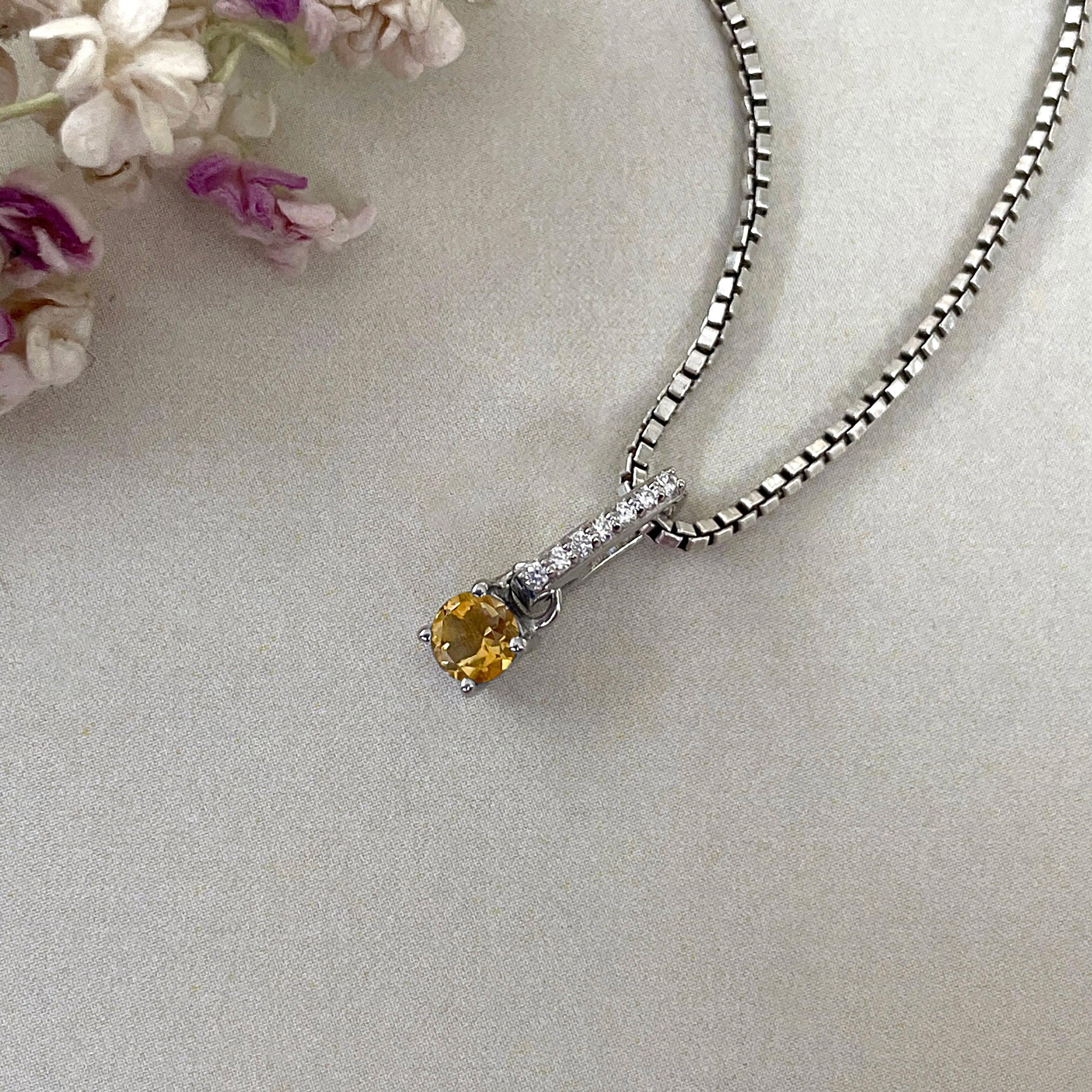 Citrine & White Topaz Pendant-(CIT-SP-1166.)