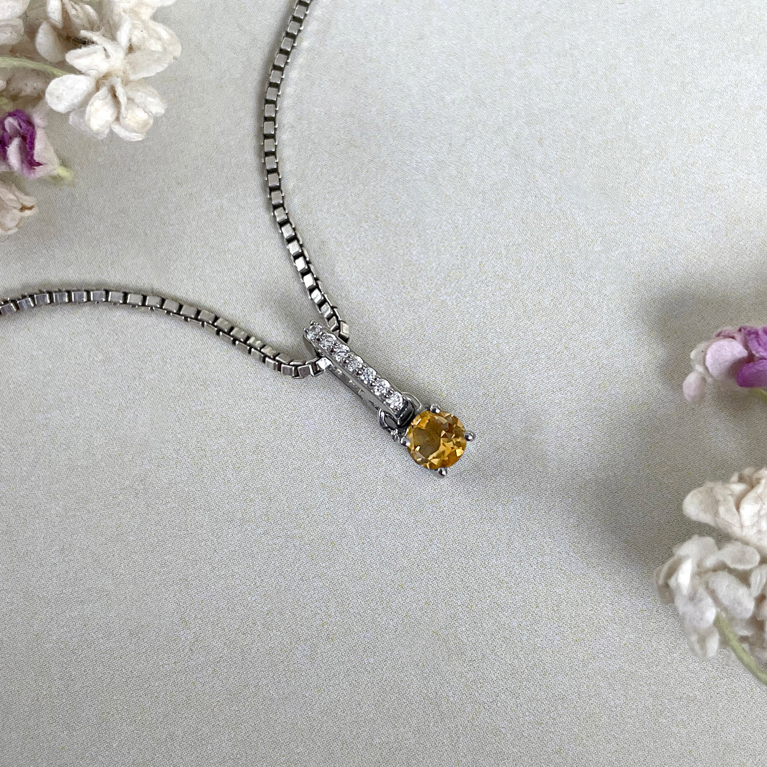 Citrine & White Topaz Pendant-(CIT-SP-1166.)