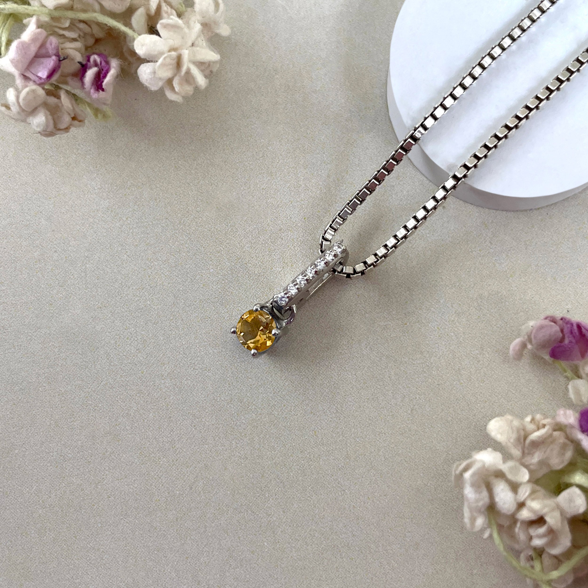 Citrine & White Topaz Pendant-(CIT-SP-1166.)