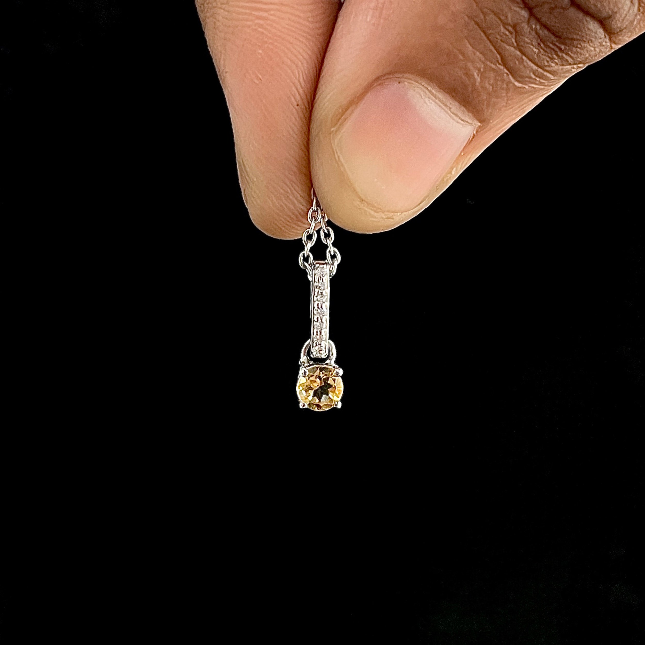 Citrine & White Topaz Pendant-(CIT-SP-1166.)