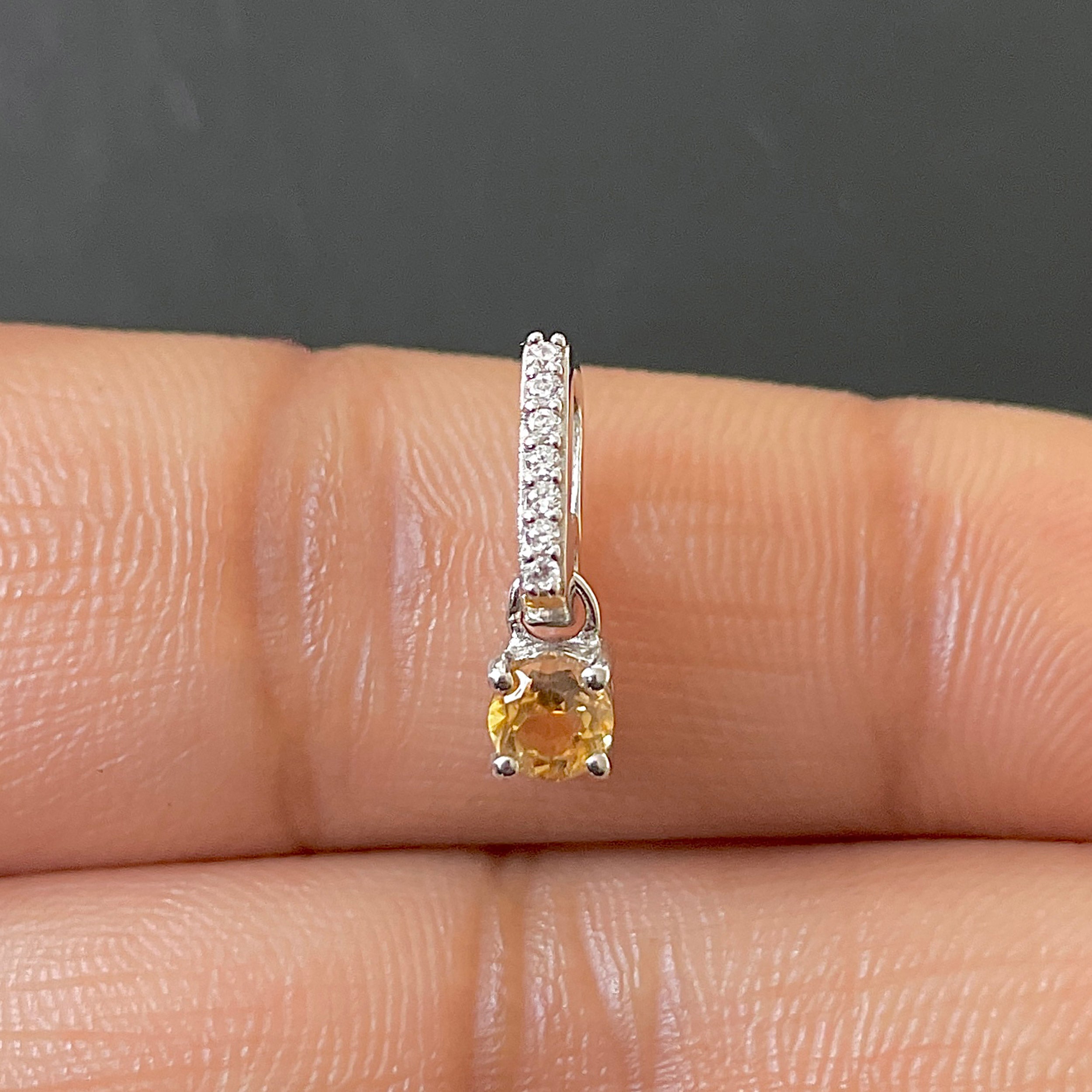 Citrine & White Topaz Pendant-(CIT-SP-1166.)