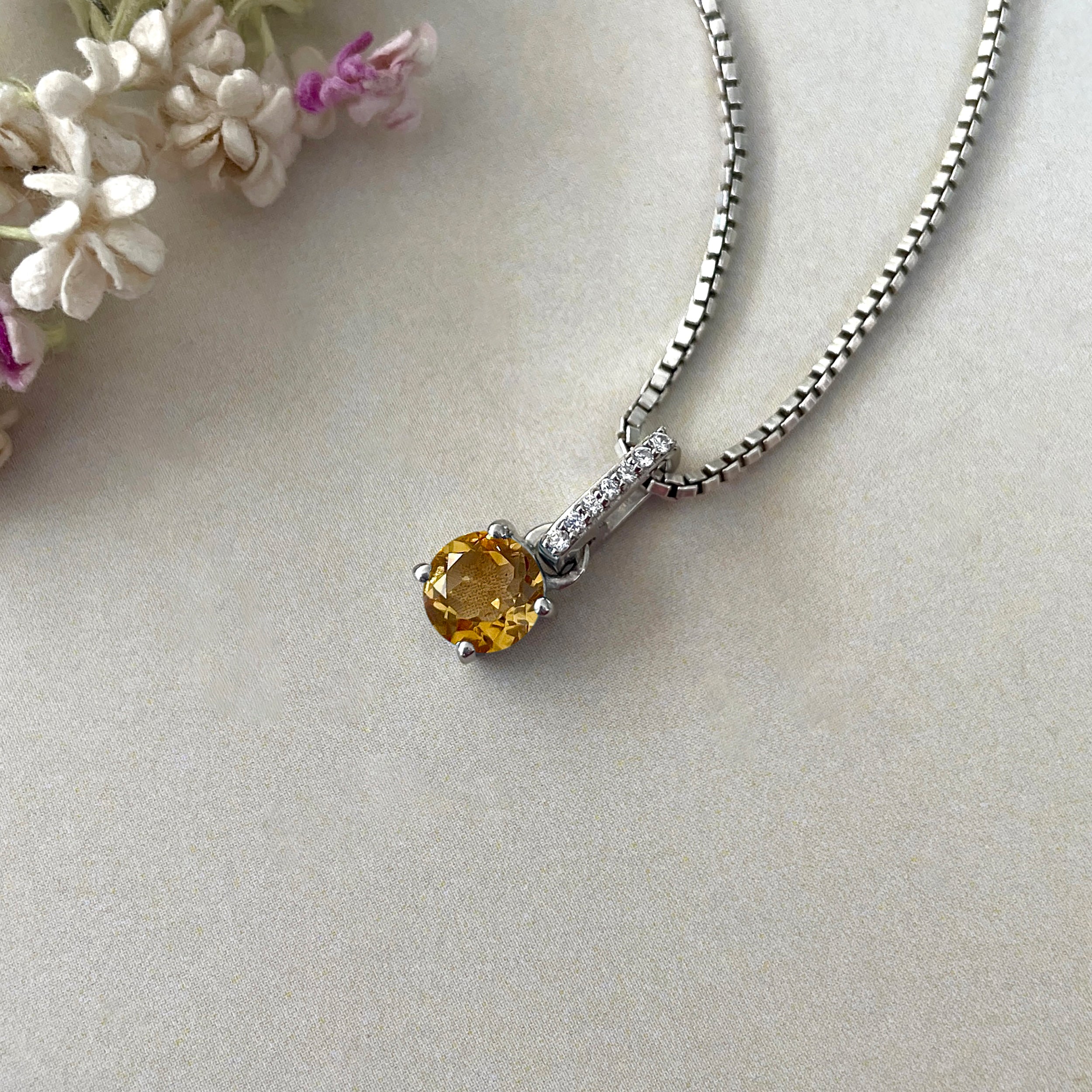 Citrine & White Topaz Pendant-(CIT-SP-549.)
