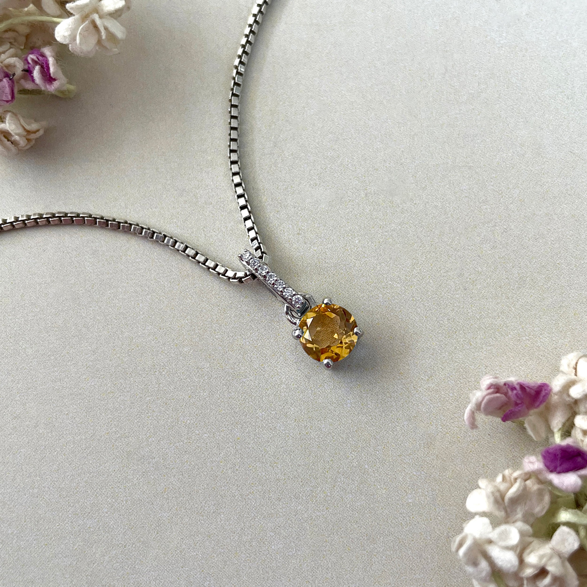 Citrine & White Topaz Pendant-(CIT-SP-549.)
