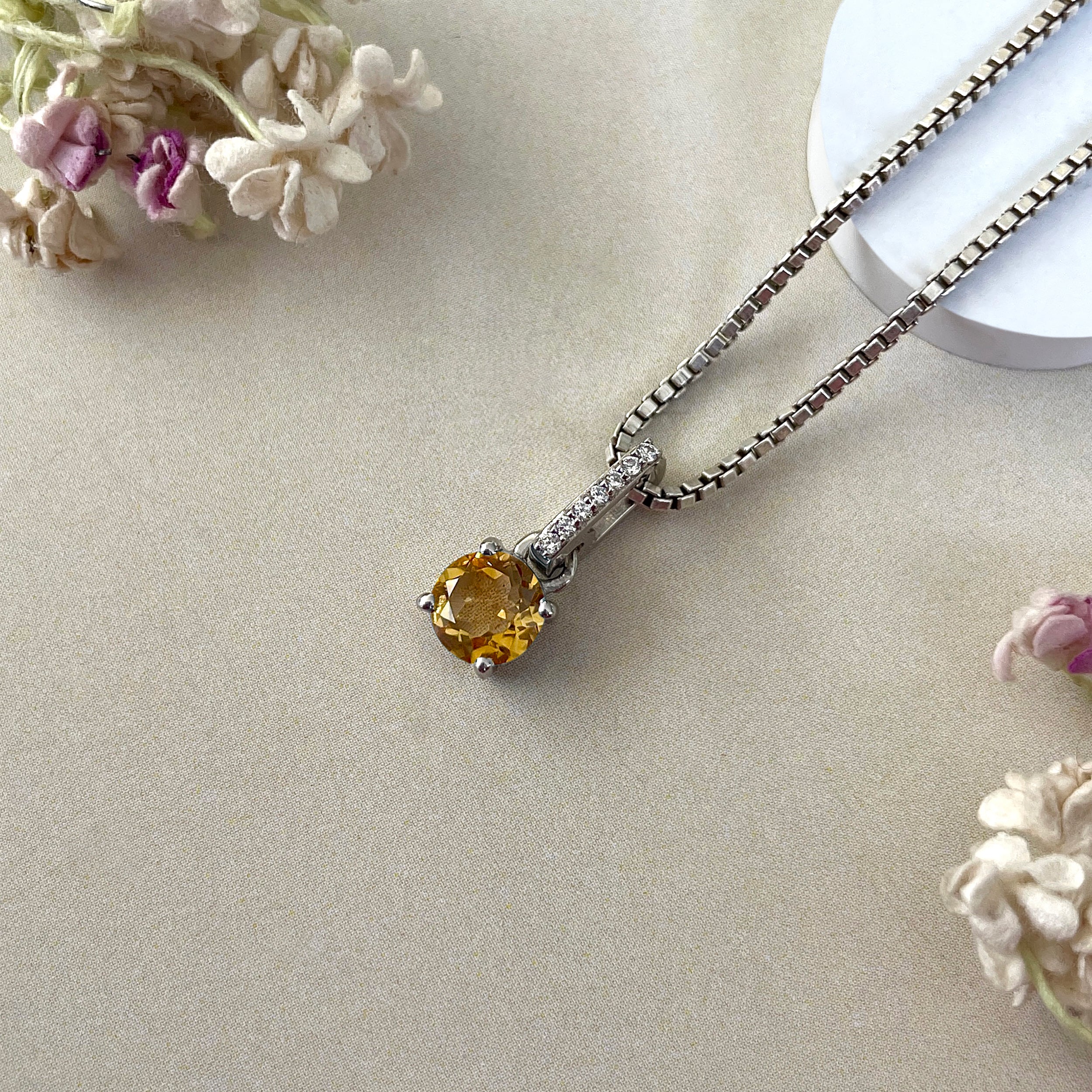 Citrine & White Topaz Pendant-(CIT-SP-549.)