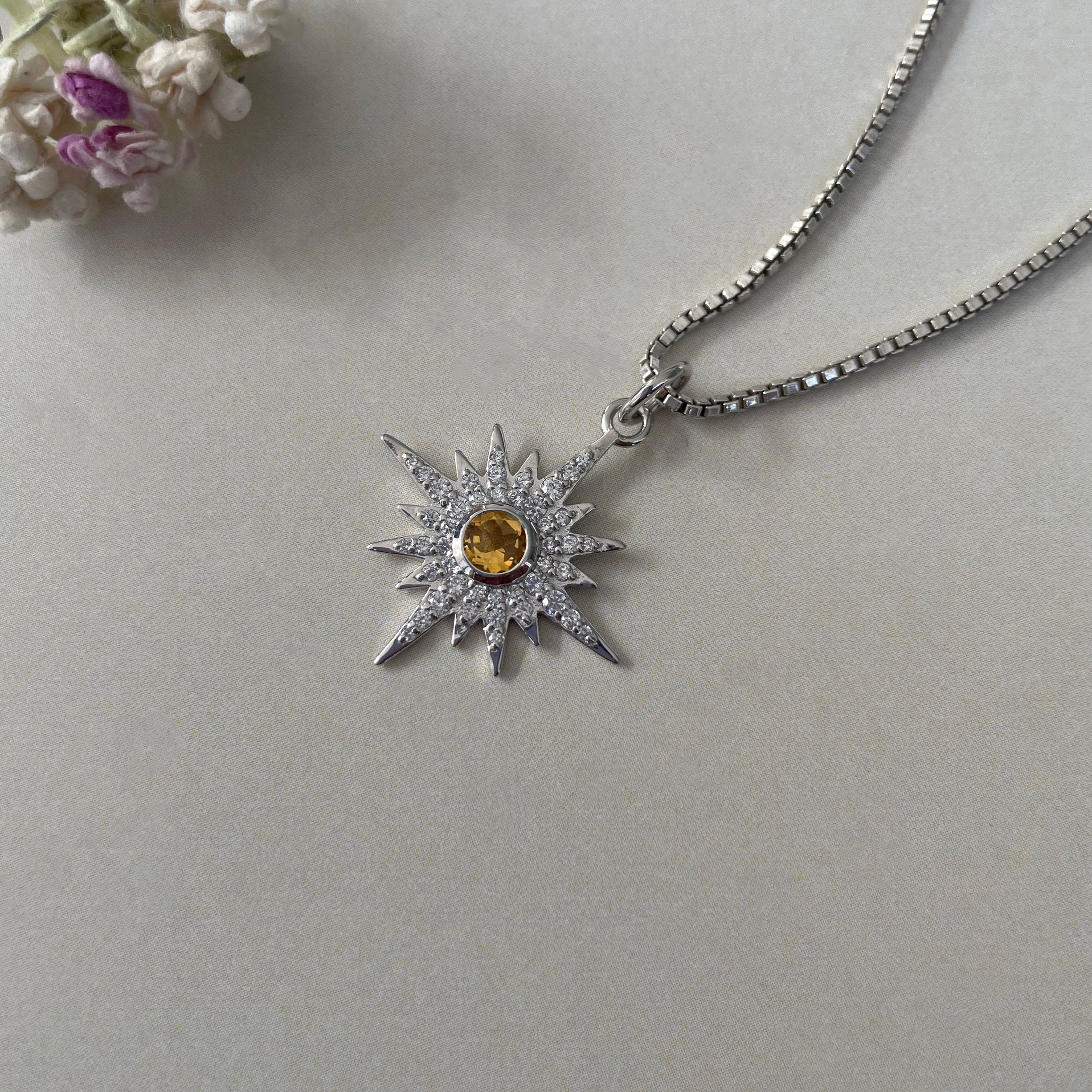 Citrine North Star Pendant-(CIT-SP-693.)