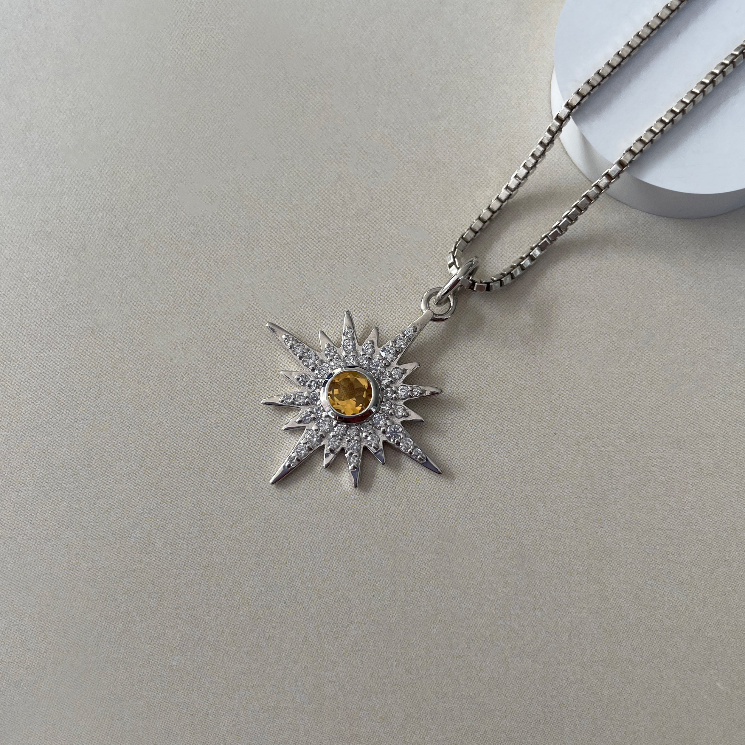 Citrine North Star Pendant-(CIT-SP-693.)