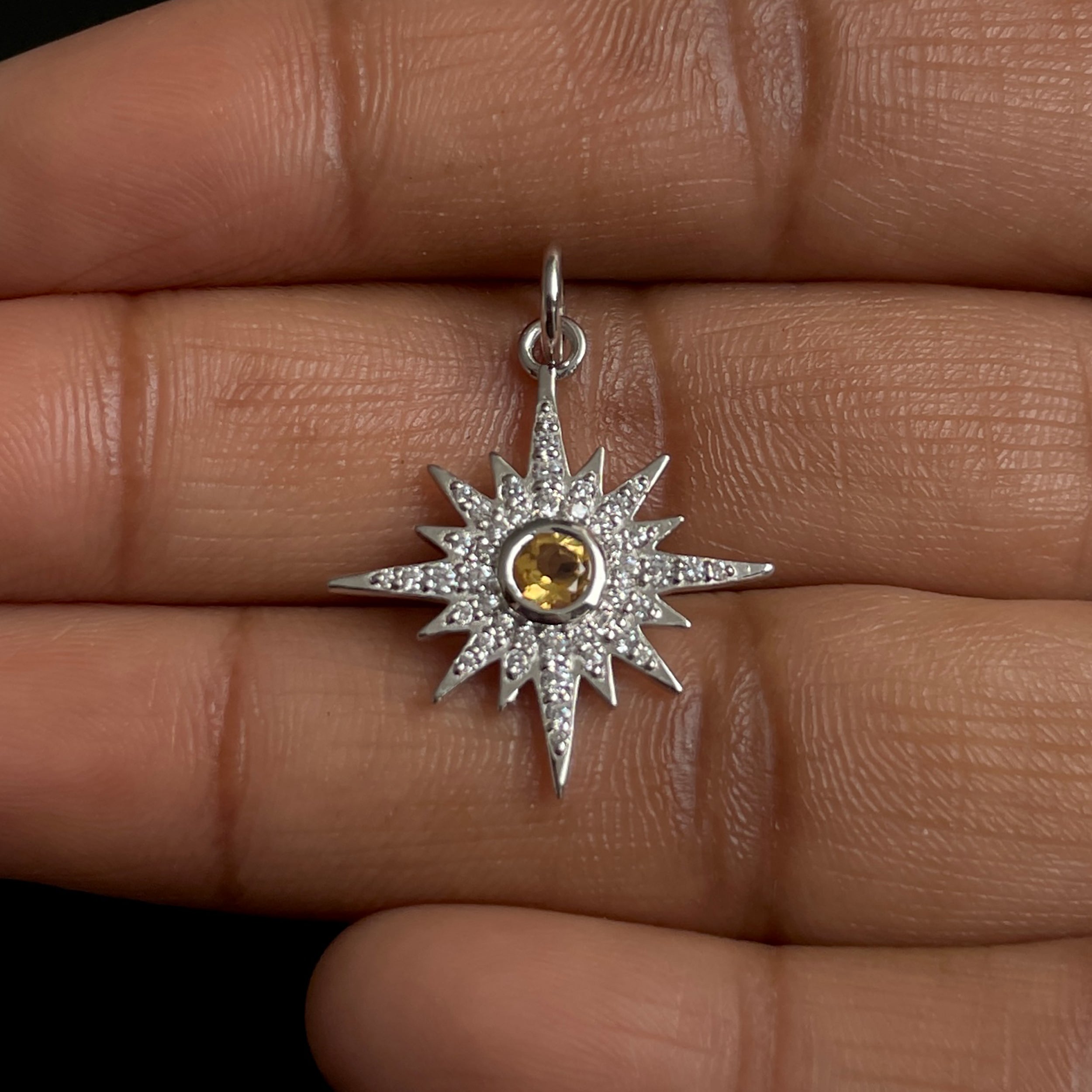 Citrine North Star Pendant-(CIT-SP-693.)